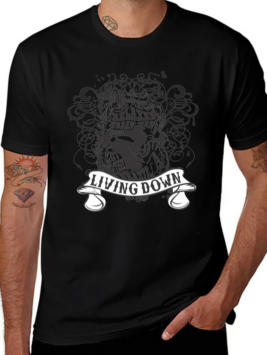 Living Down Urban Men Graphic Black T-Shirt