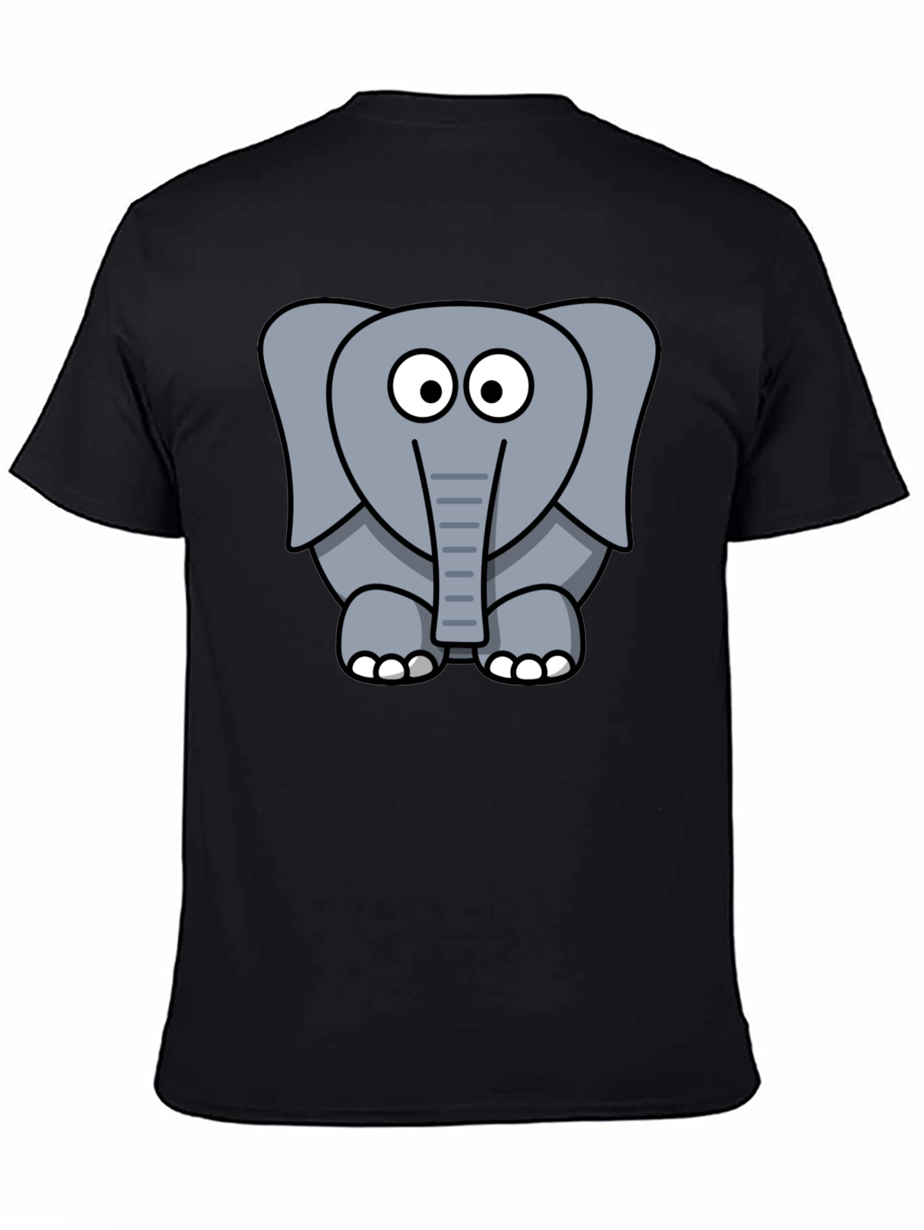 Cartoon Elephant Graphic T-Shirt - Unisex Black Tee