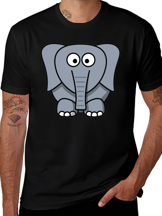 Cartoon Elephant Graphic T-Shirt - Unisex Black Tee