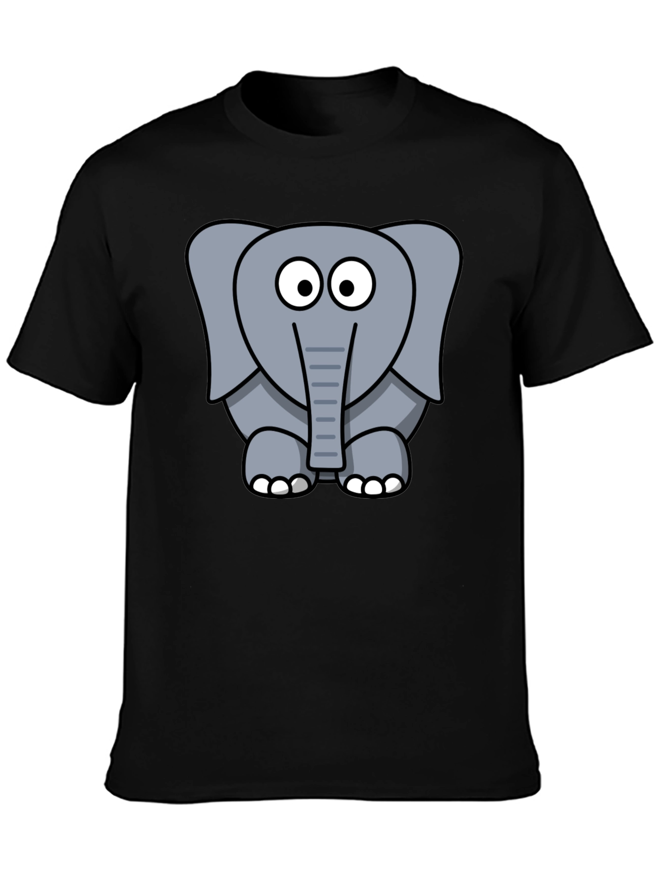 Cartoon Elephant Graphic T-Shirt - Unisex Black Tee