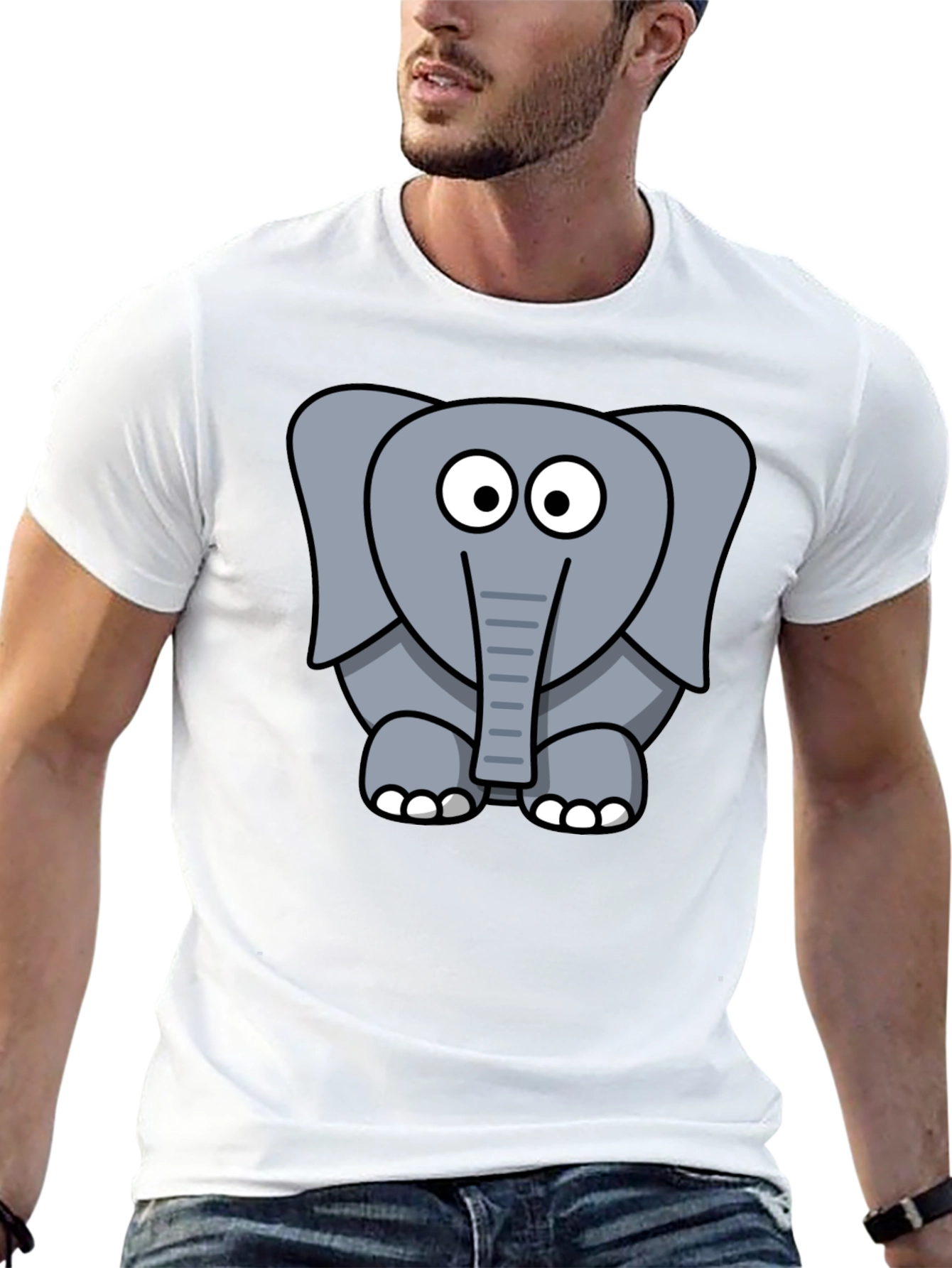 Cartoon Elephant Graphic T-Shirt - Unisex Black Tee