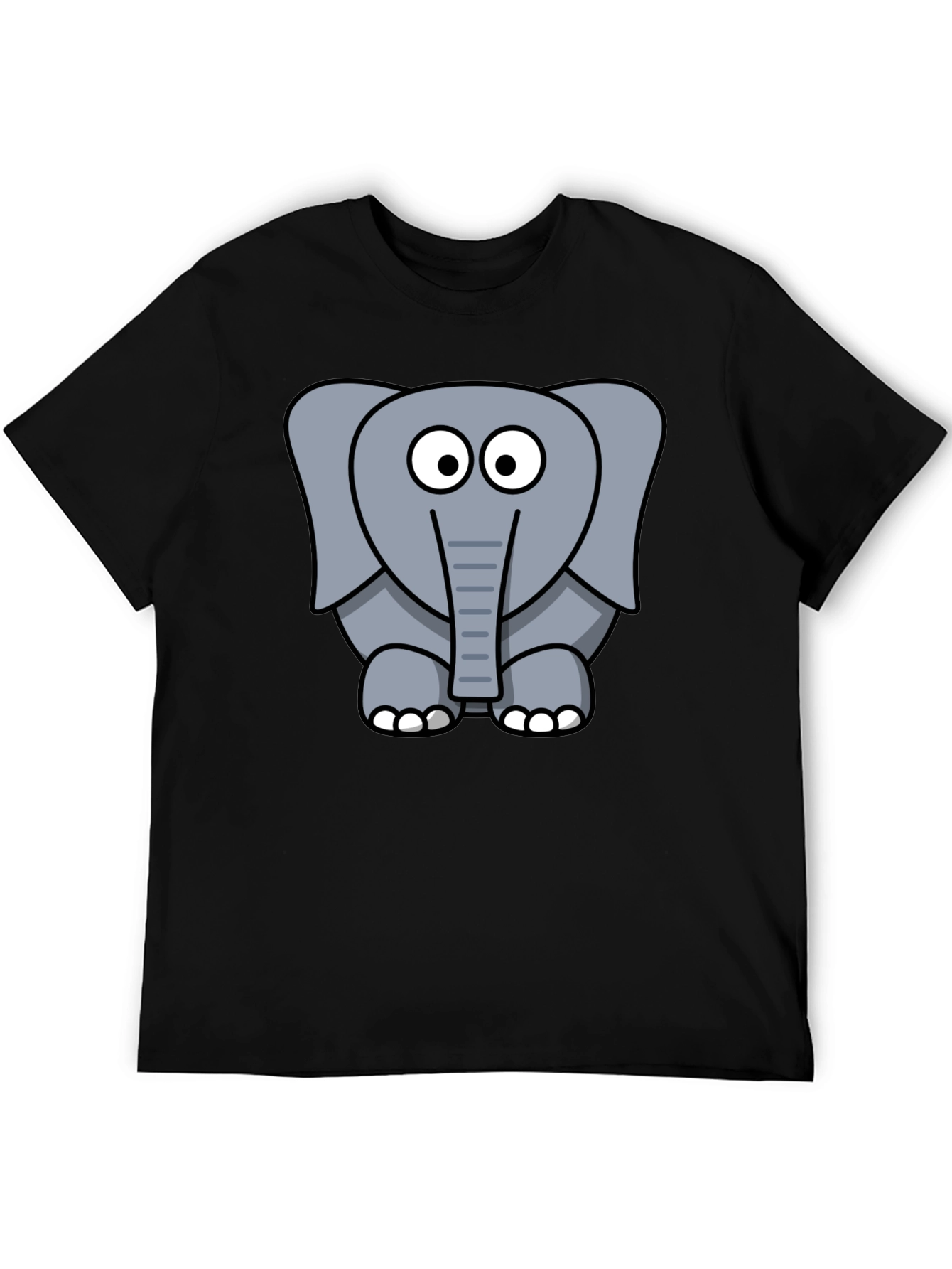 Cartoon Elephant Graphic T-Shirt - Unisex Black Tee