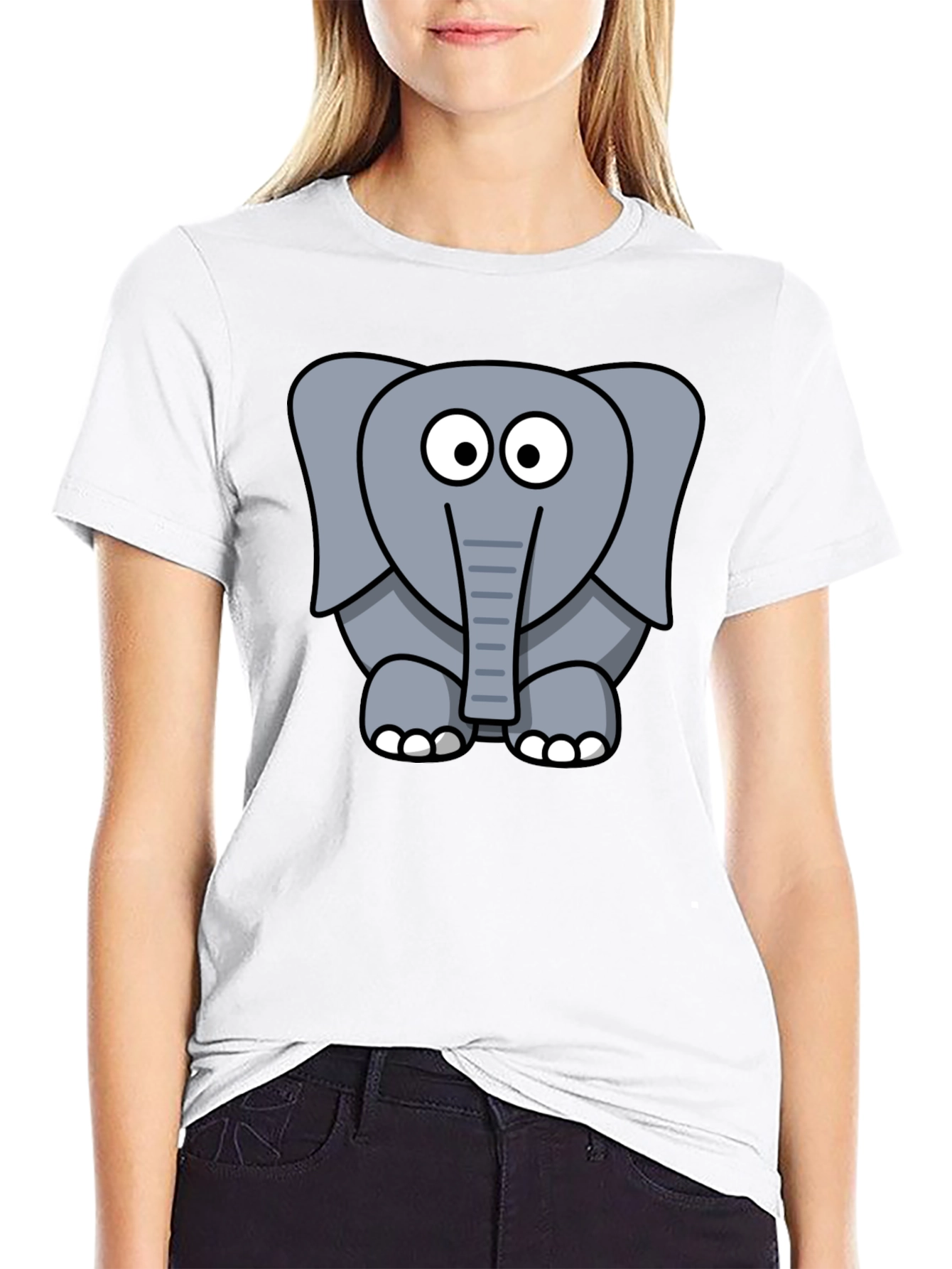 Cartoon Elephant Graphic T-Shirt - Unisex Black Tee