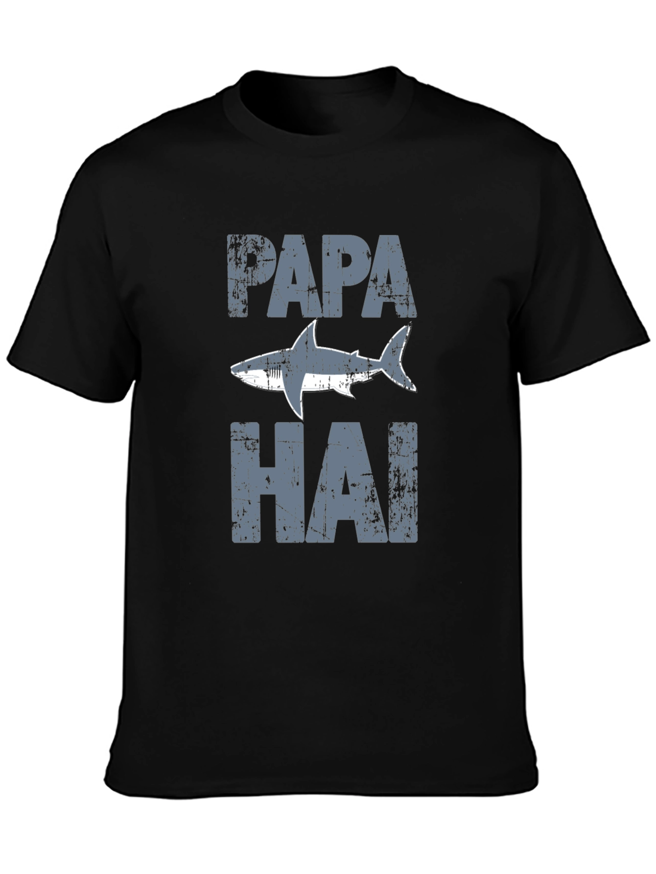 Papa Shark Distressed Graphic T-Shirt - Fathers Day