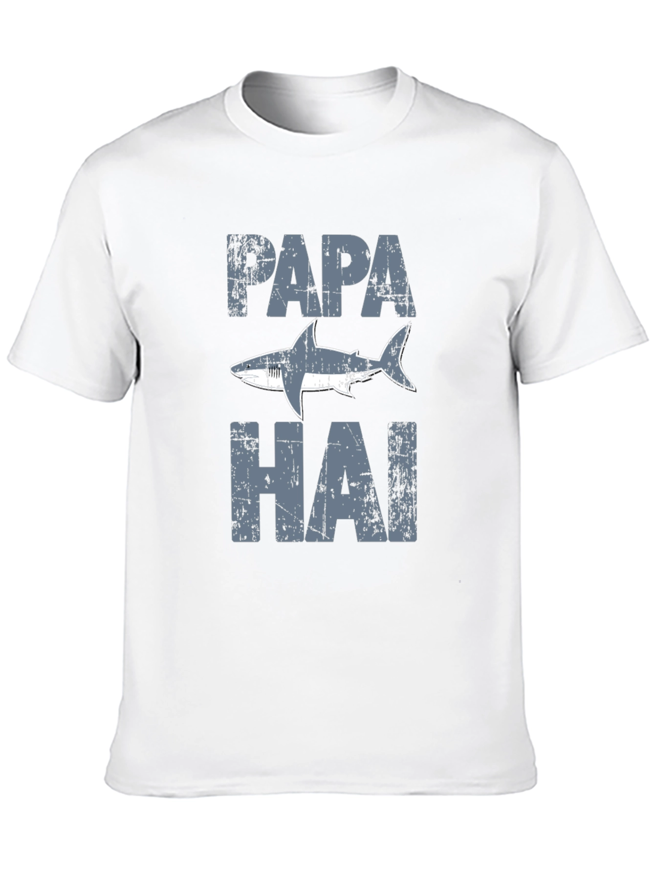 Papa Shark Distressed Graphic T-Shirt - Fathers Day