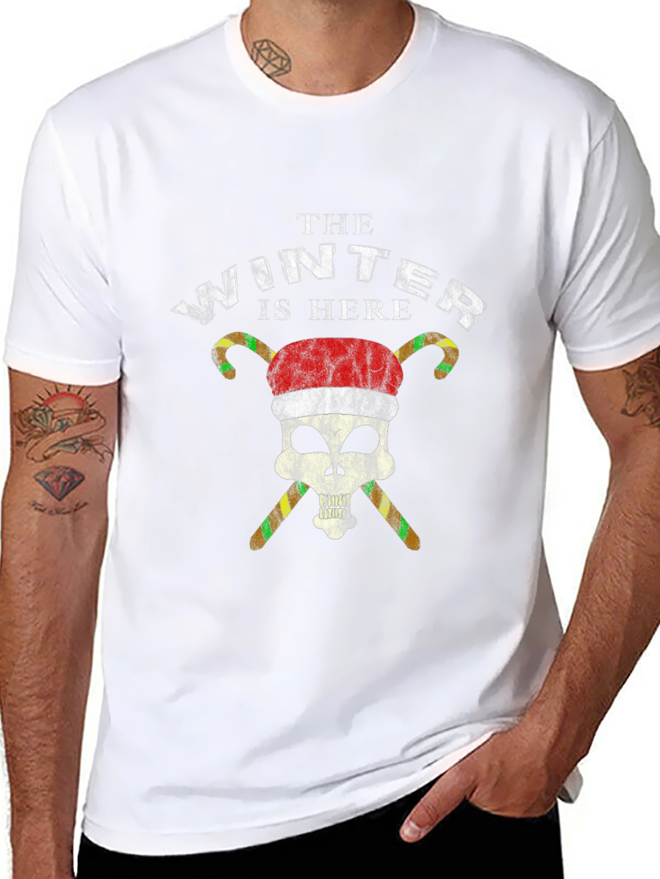 Winter Is Here Skull Santa Hat T-Shirt