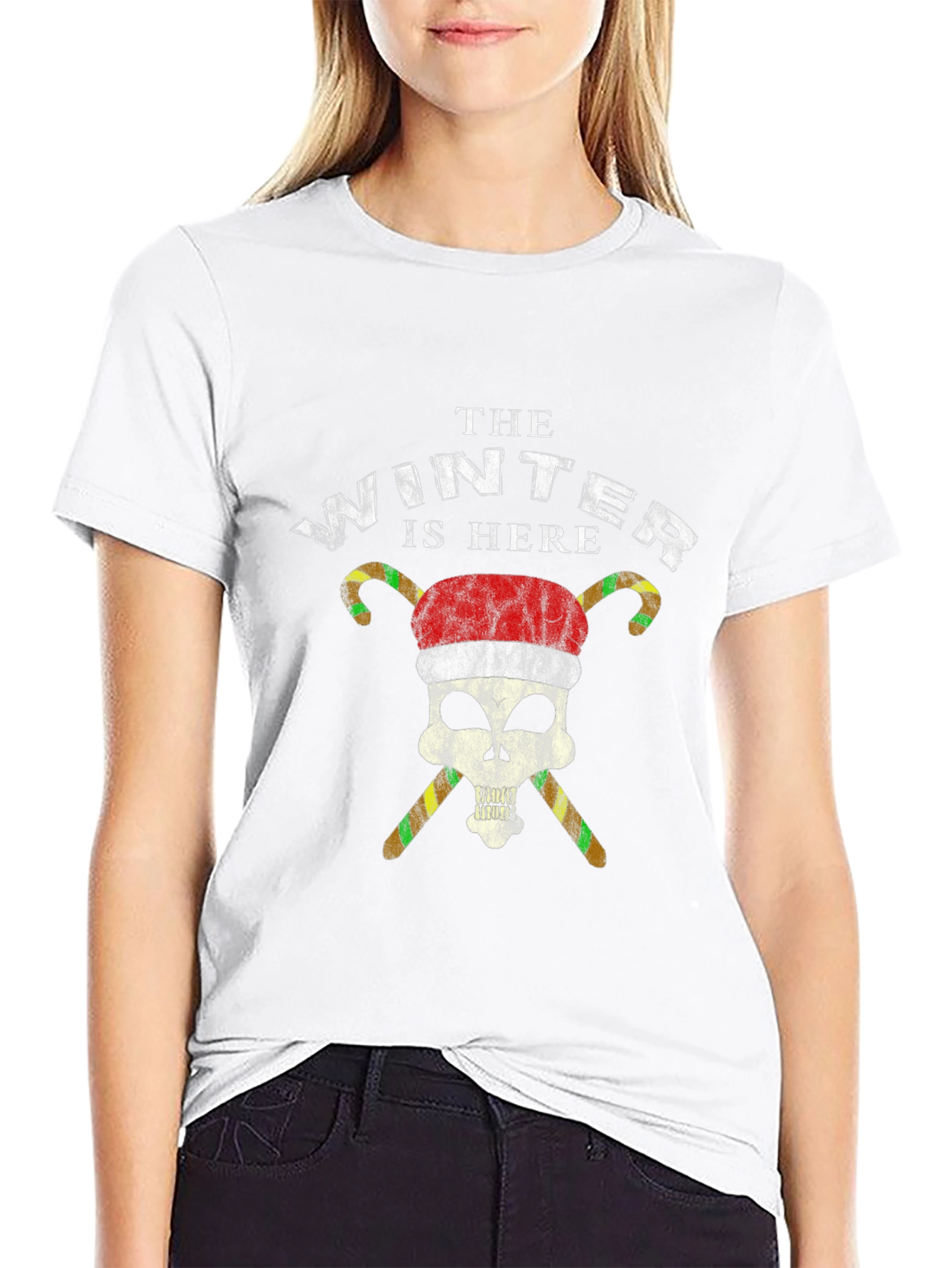 Winter Is Here Skull Santa Hat T-Shirt
