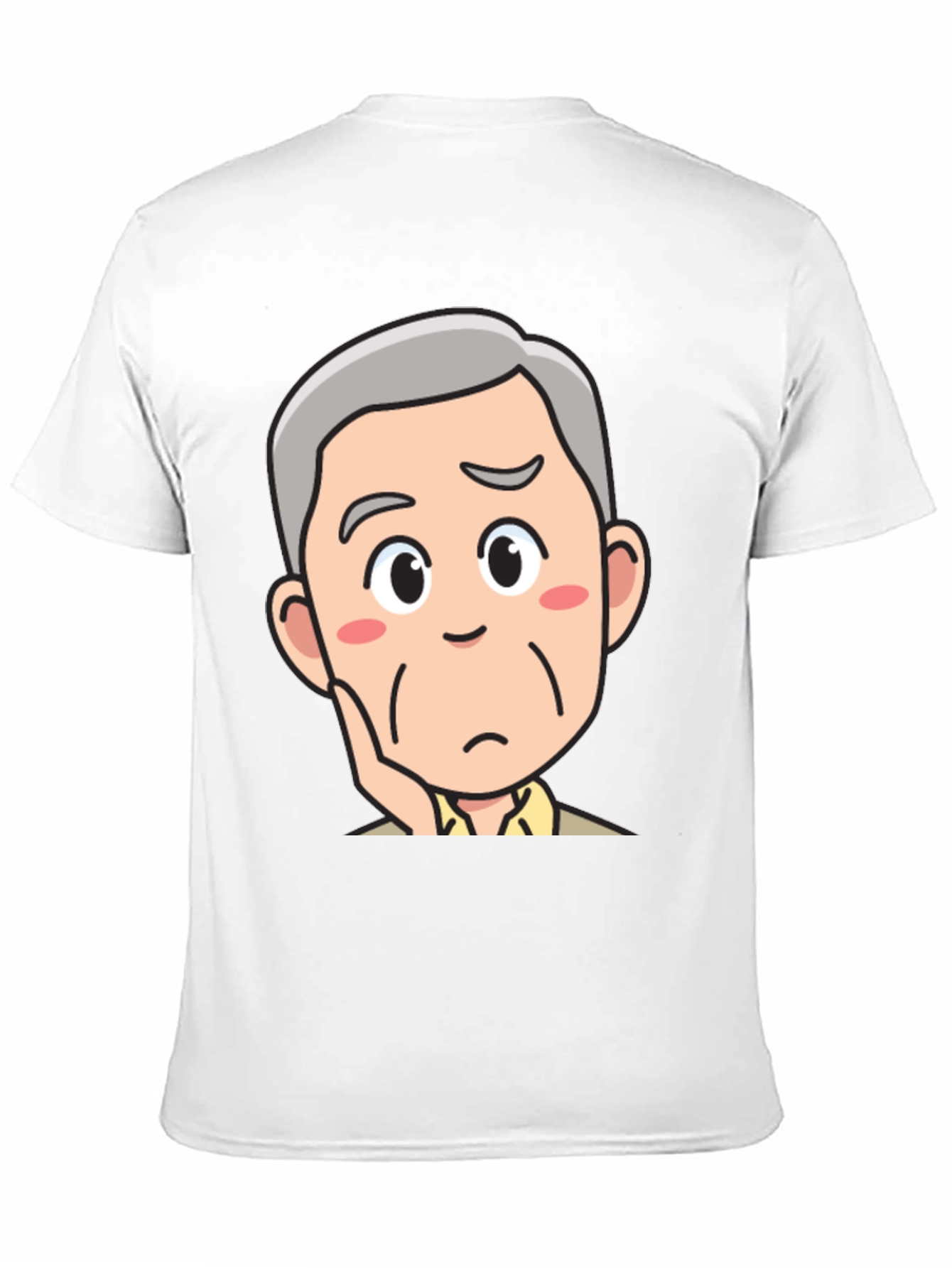 Pensive Cartoon Man Black T-Shirt