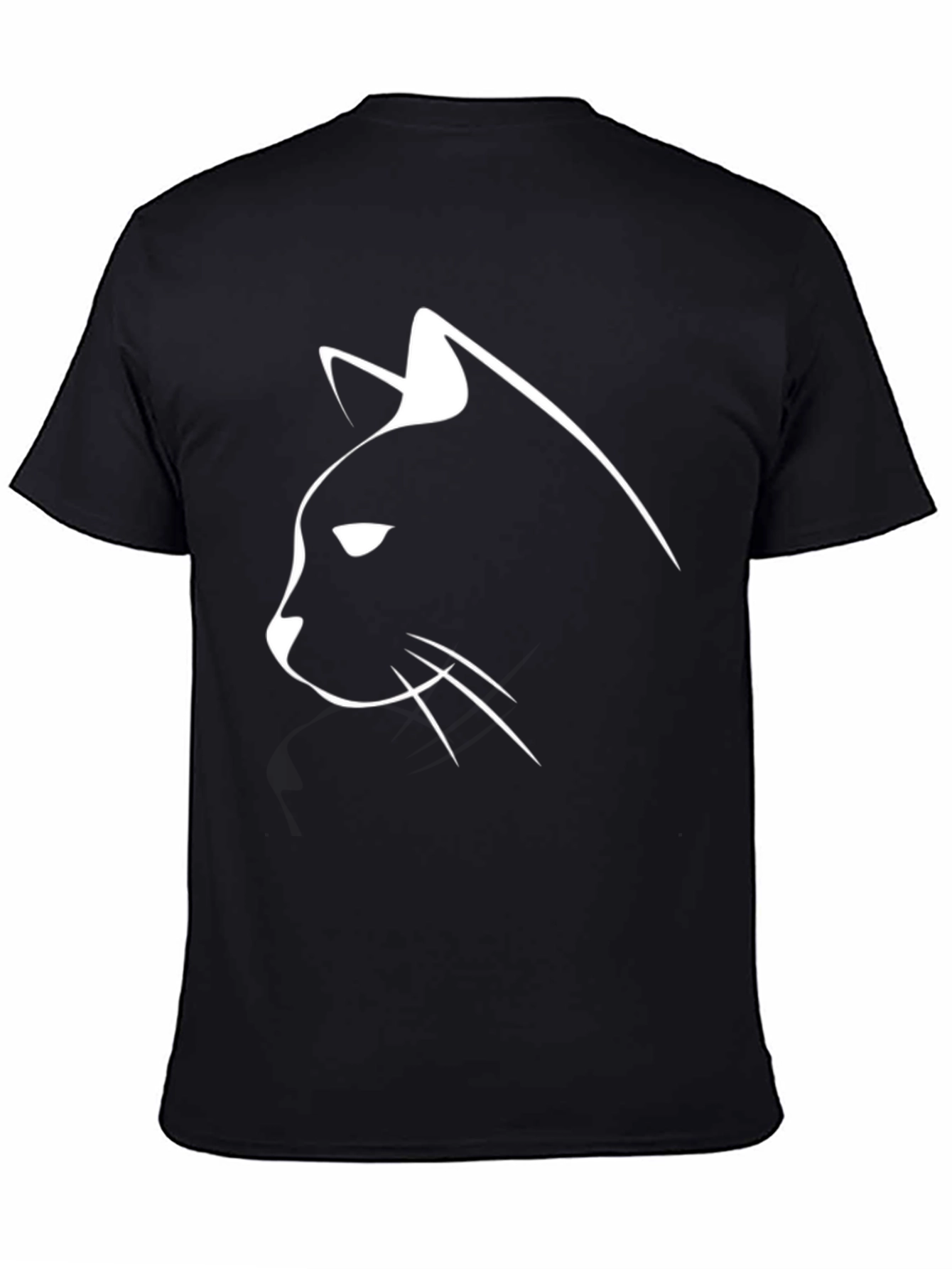 Black Cat Silhouette Graphic Tee - Mens Casual Shirt