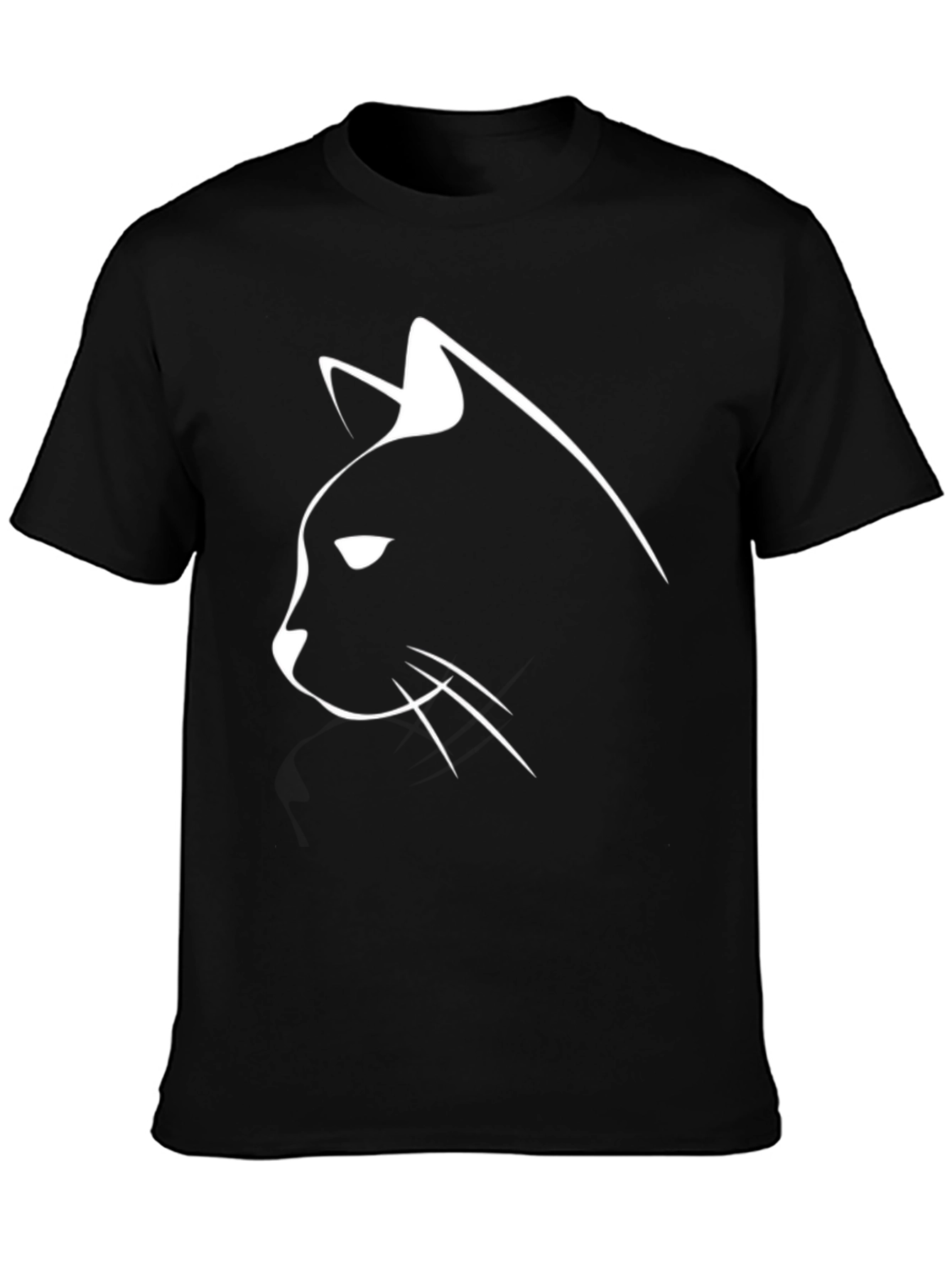 Black Cat Silhouette Graphic Tee - Mens Casual Shirt