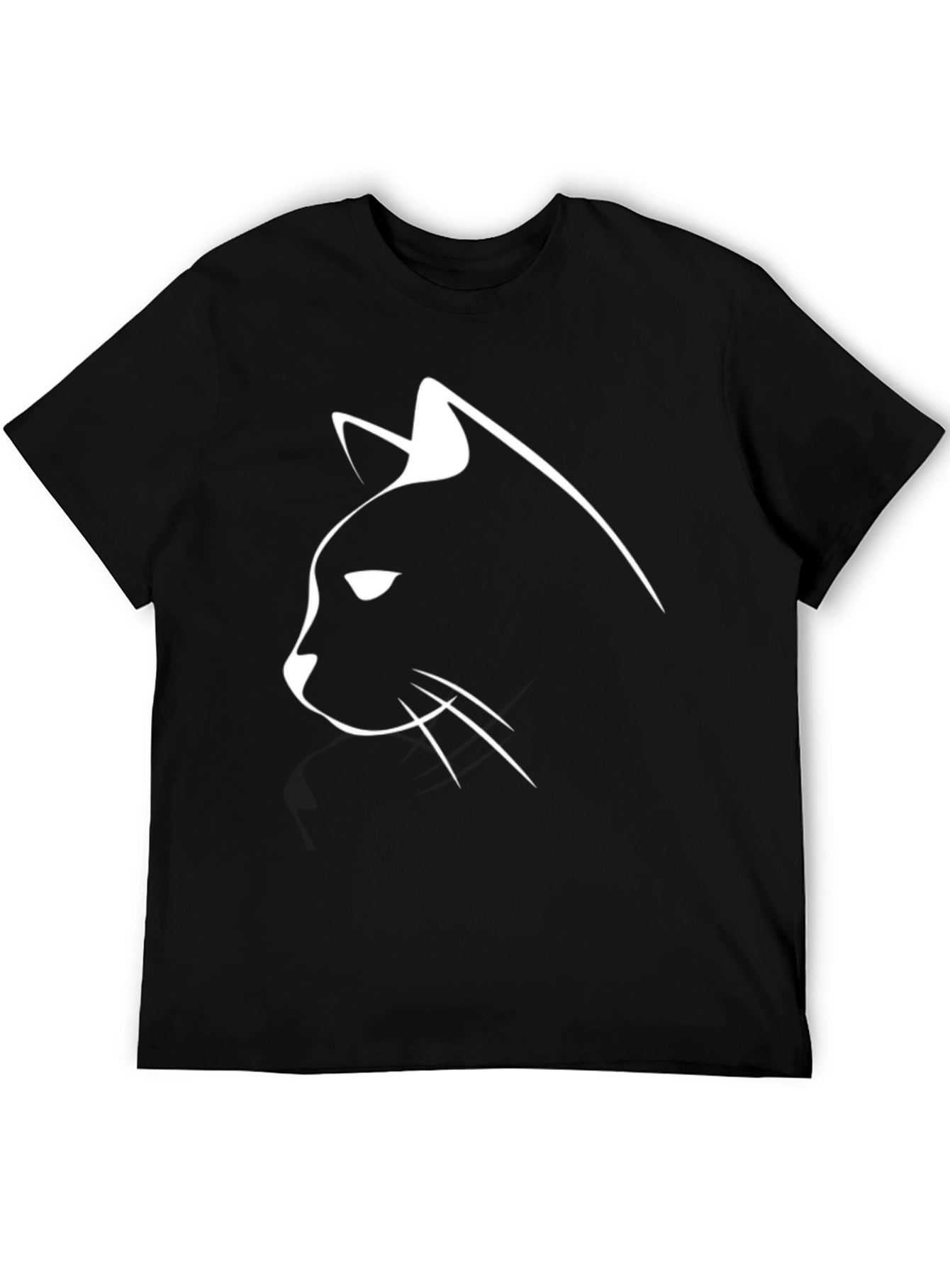 Black Cat Silhouette Graphic Tee - Mens Casual Shirt
