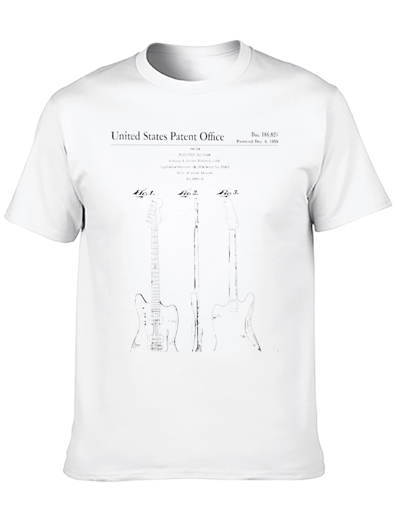 Guitar Patent Print Black T-Shirt