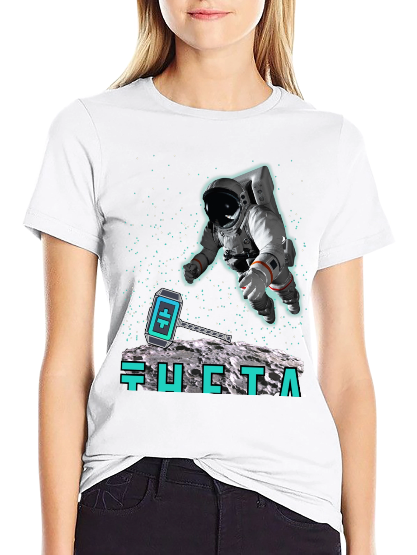 Astronaut Moon Landing Black T-Shirt