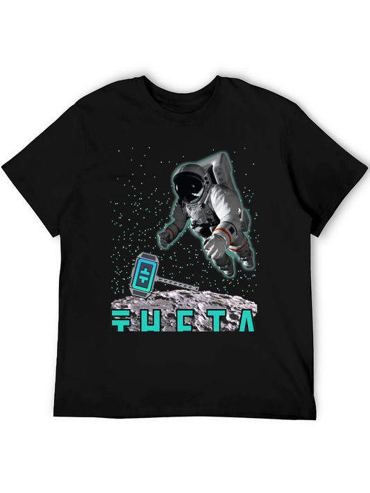 Astronaut Moon Landing Black T-Shirt