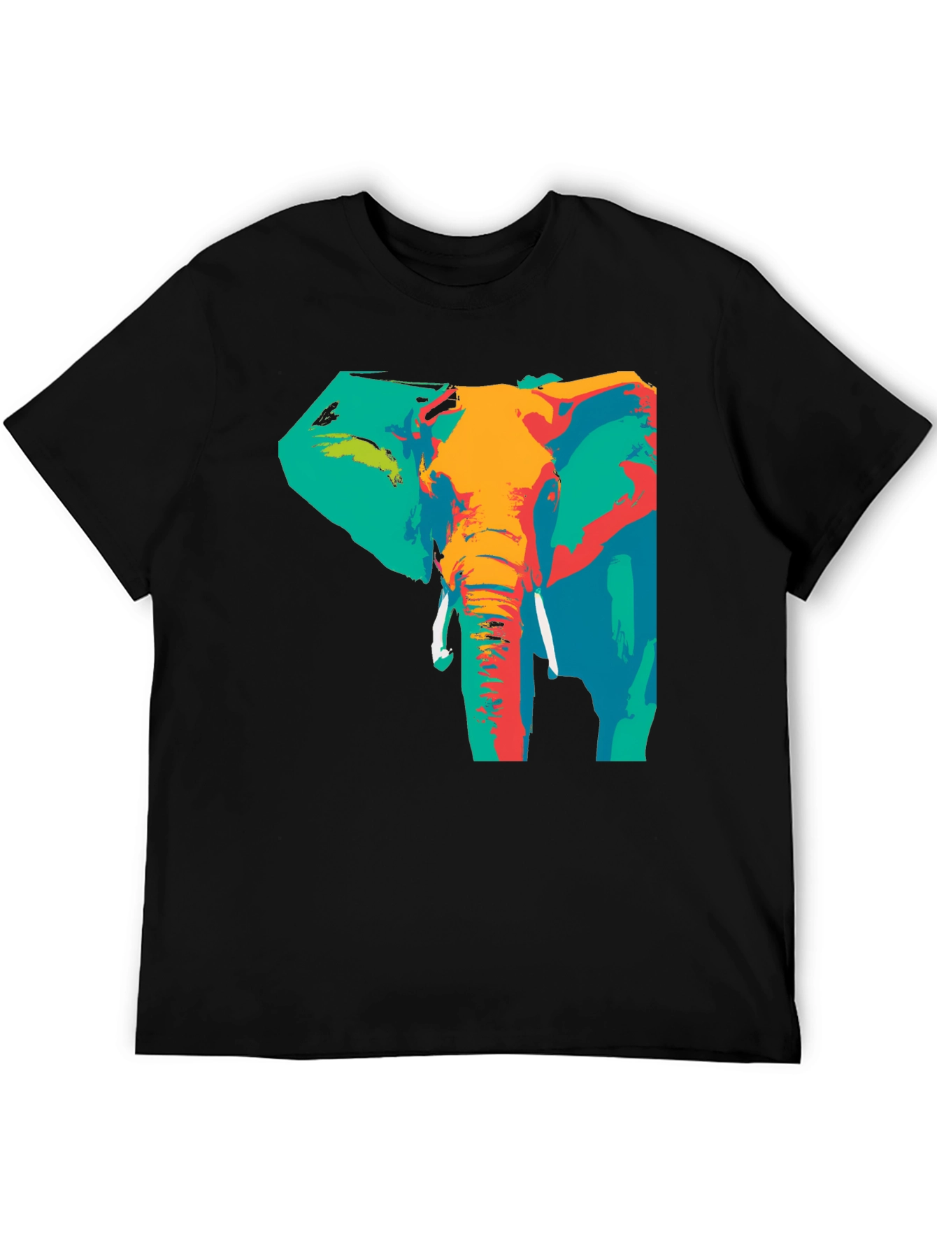Abstract Elephant Print T-Shirt - Artistic Style