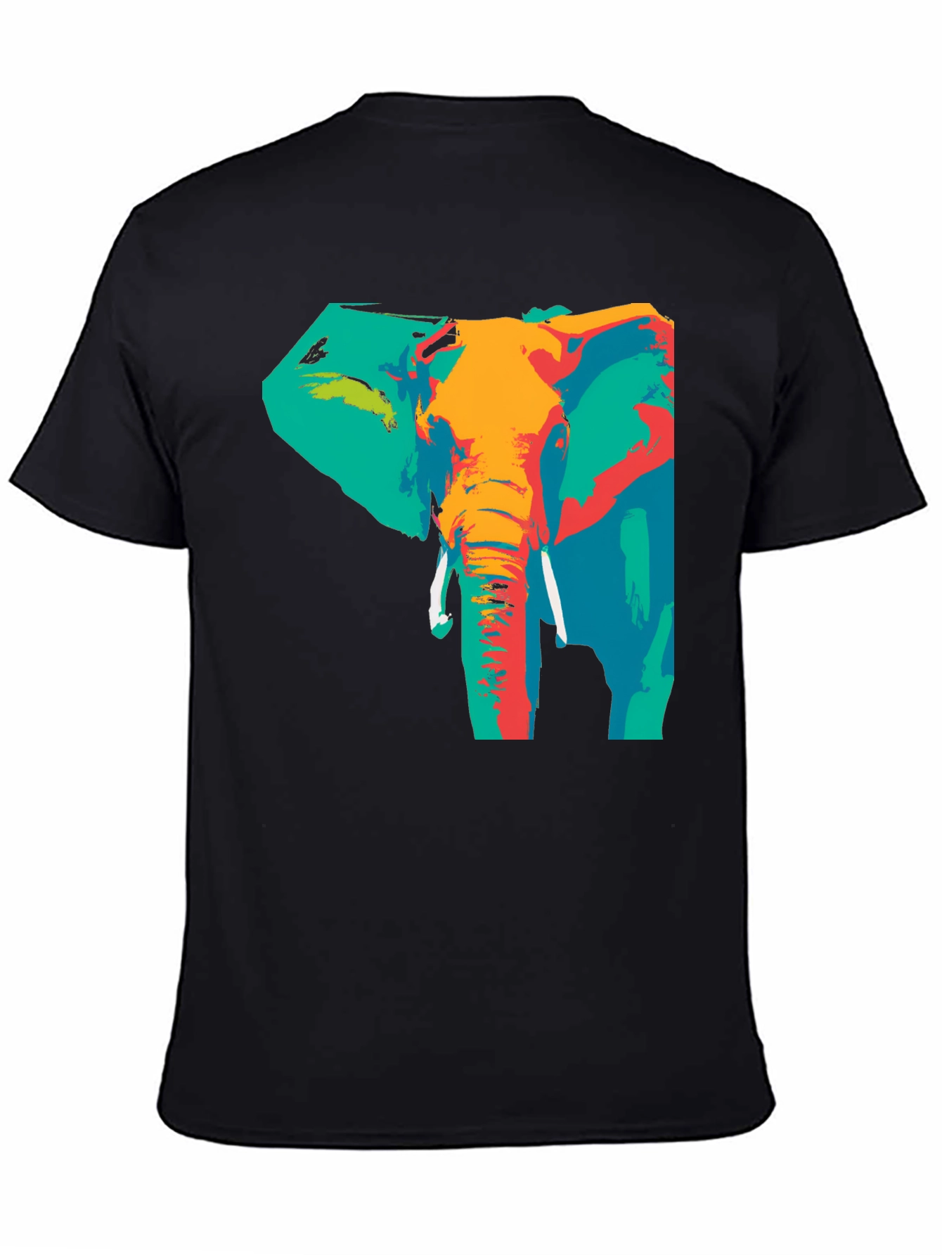 Abstract Elephant Print T-Shirt - Artistic Style