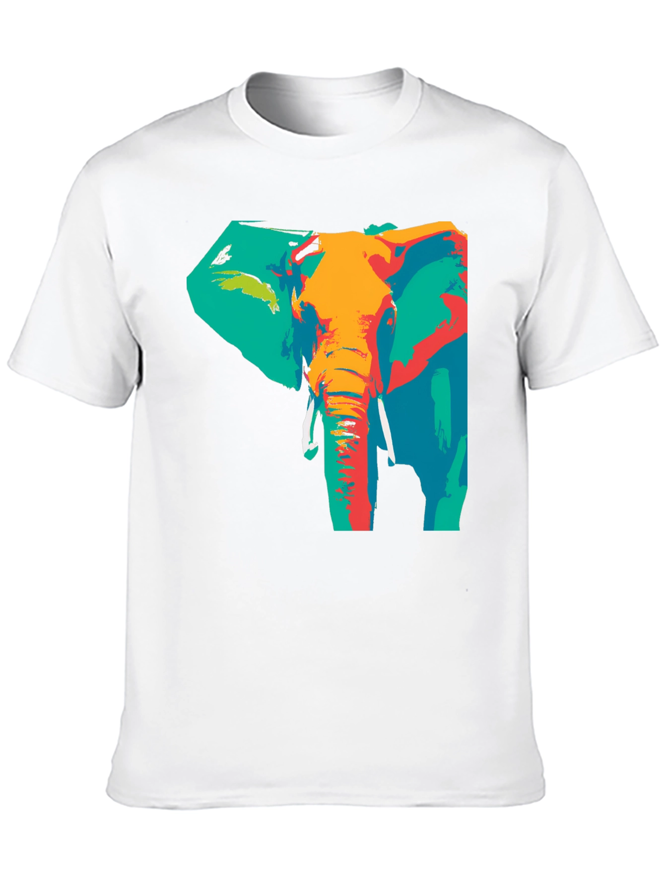 Abstract Elephant Print T-Shirt - Artistic Style
