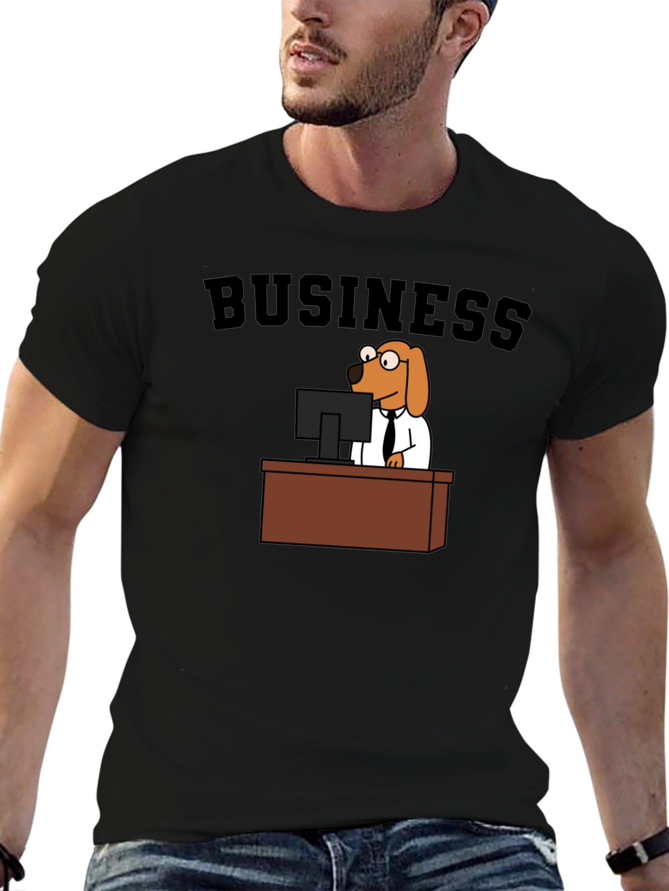 Business Dog Black T-Shirt