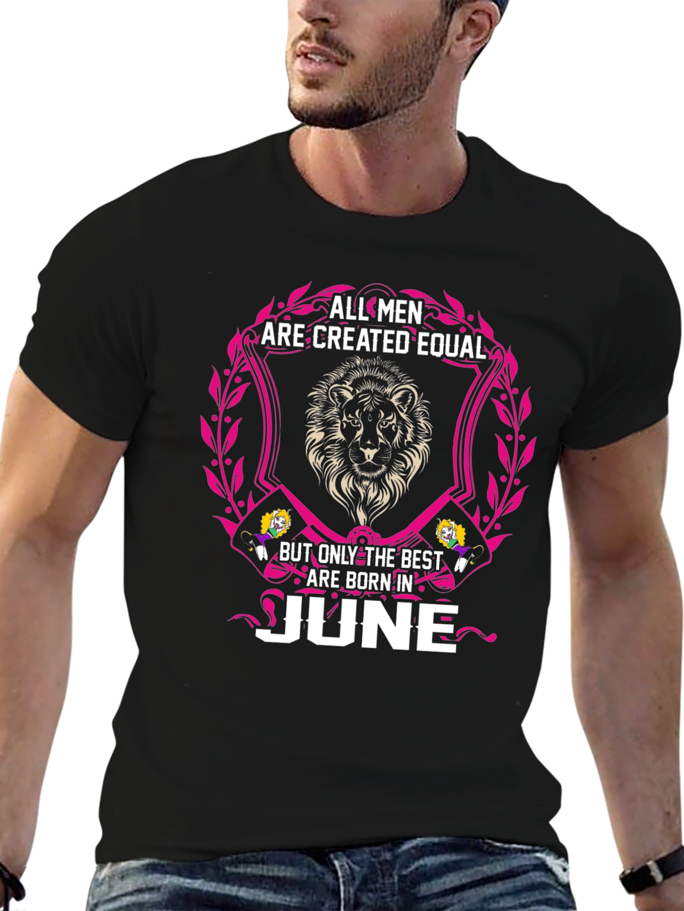 Born in June Mens T-Shirt - Lion Design