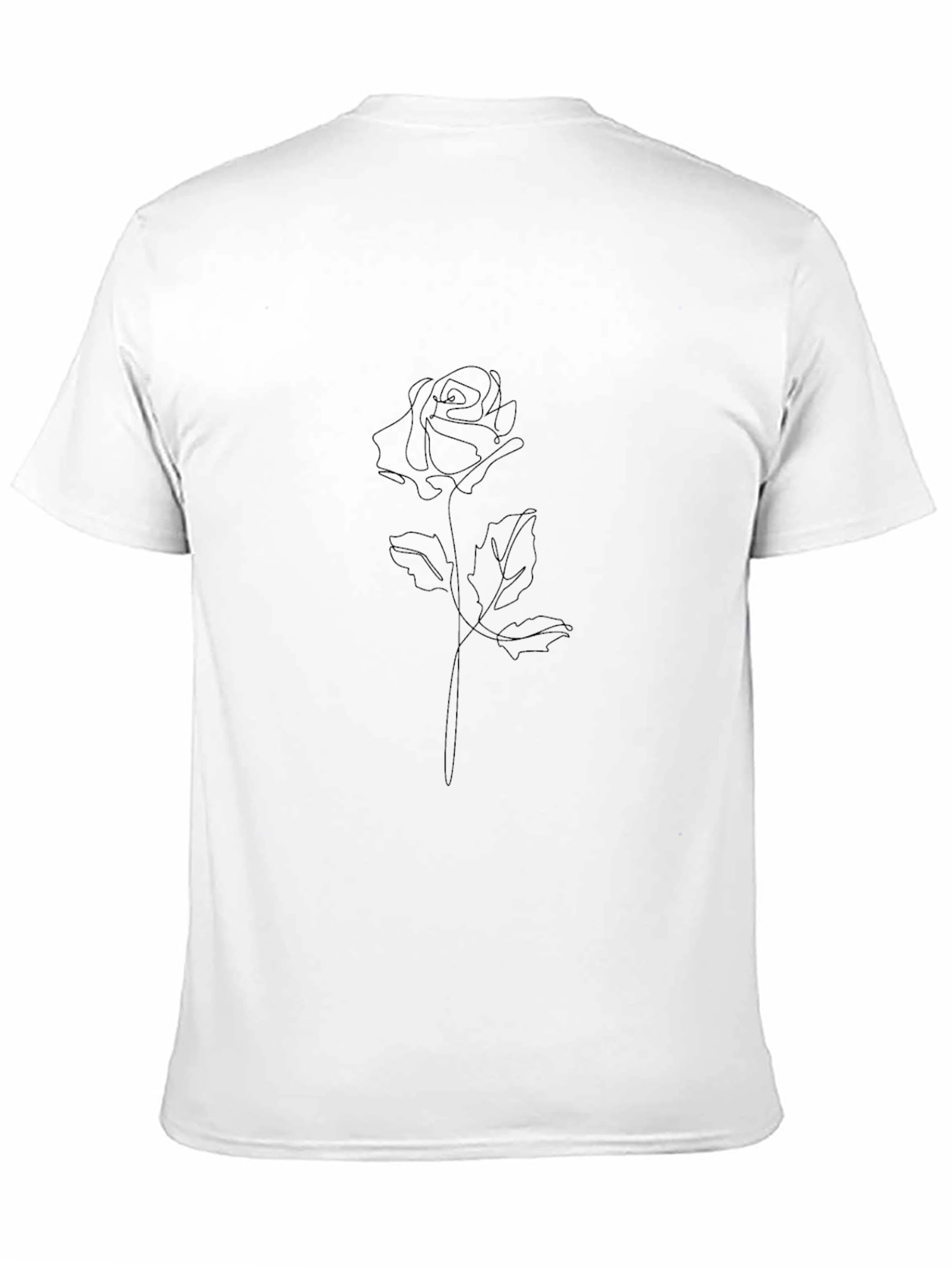 Minimalist Rose Line Art Black T-Shirt