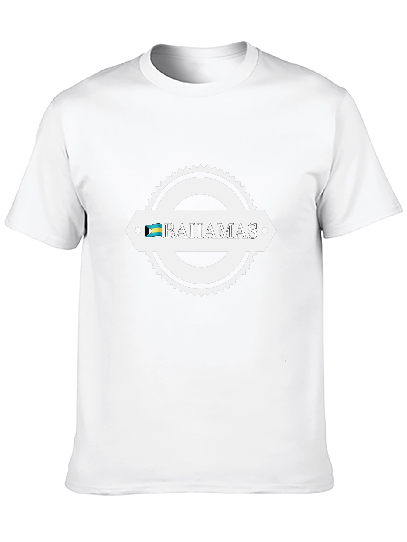 Bahamas Flag Graphic Tee - Black Crew Neck T-Shirt