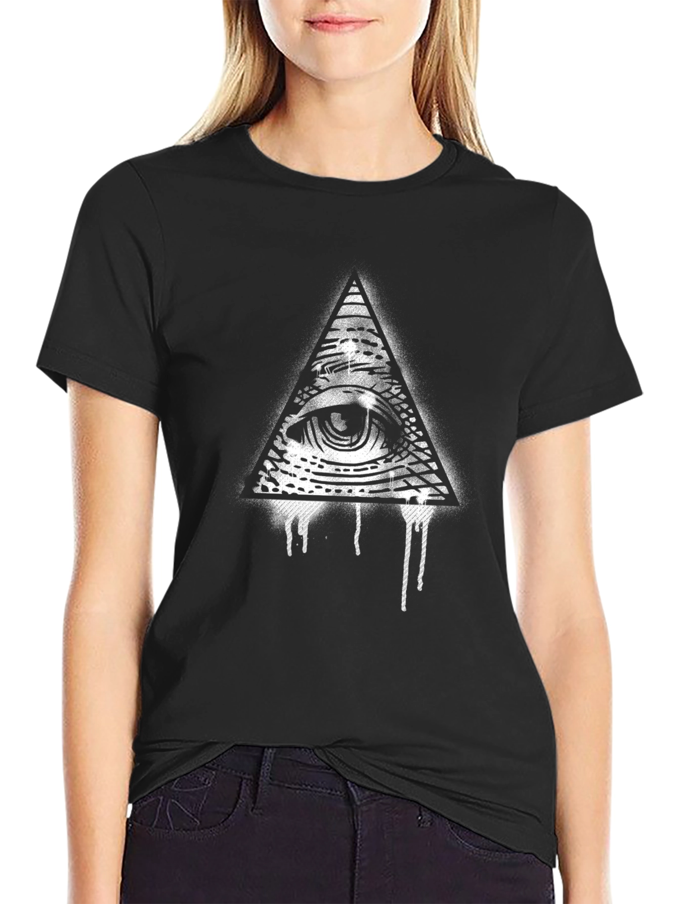 All-Seeing Eye Graphic Tee - Black Cotton T-Shirt