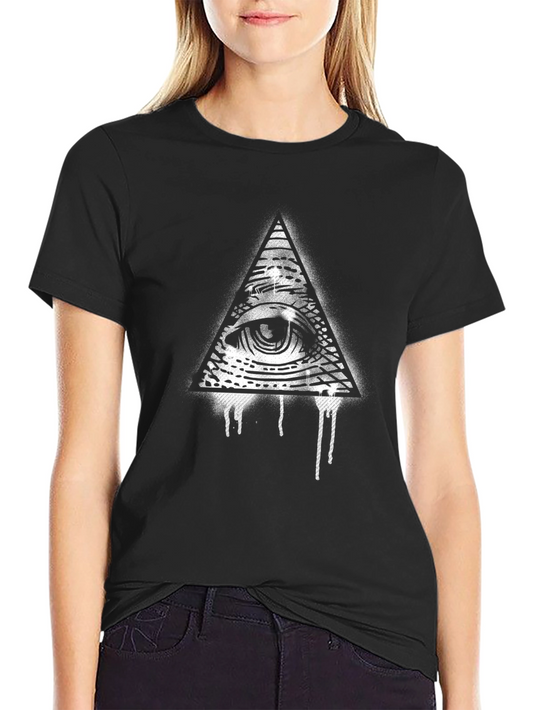 All-Seeing Eye Graphic Tee - Black Cotton T-Shirt