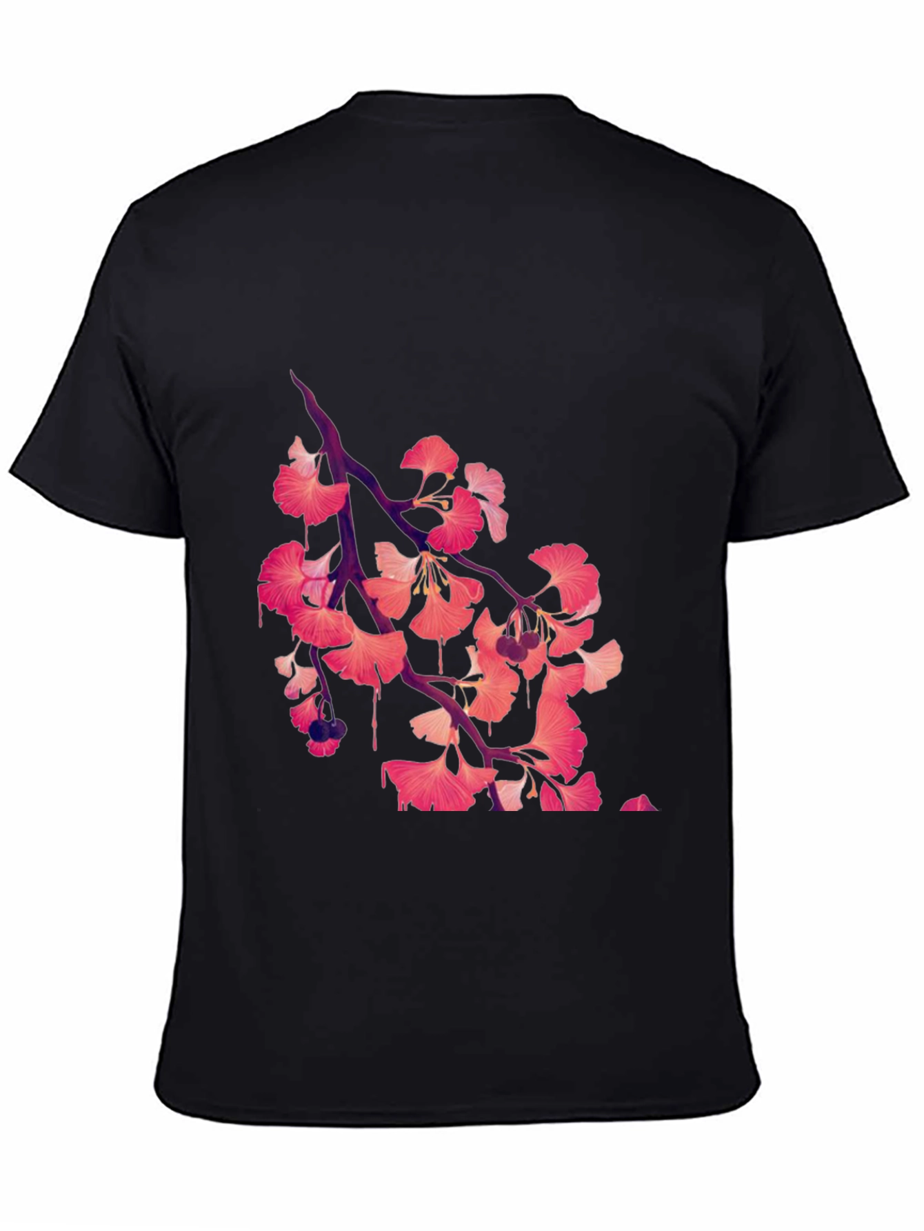 Ginkgo Print Black T-Shirt