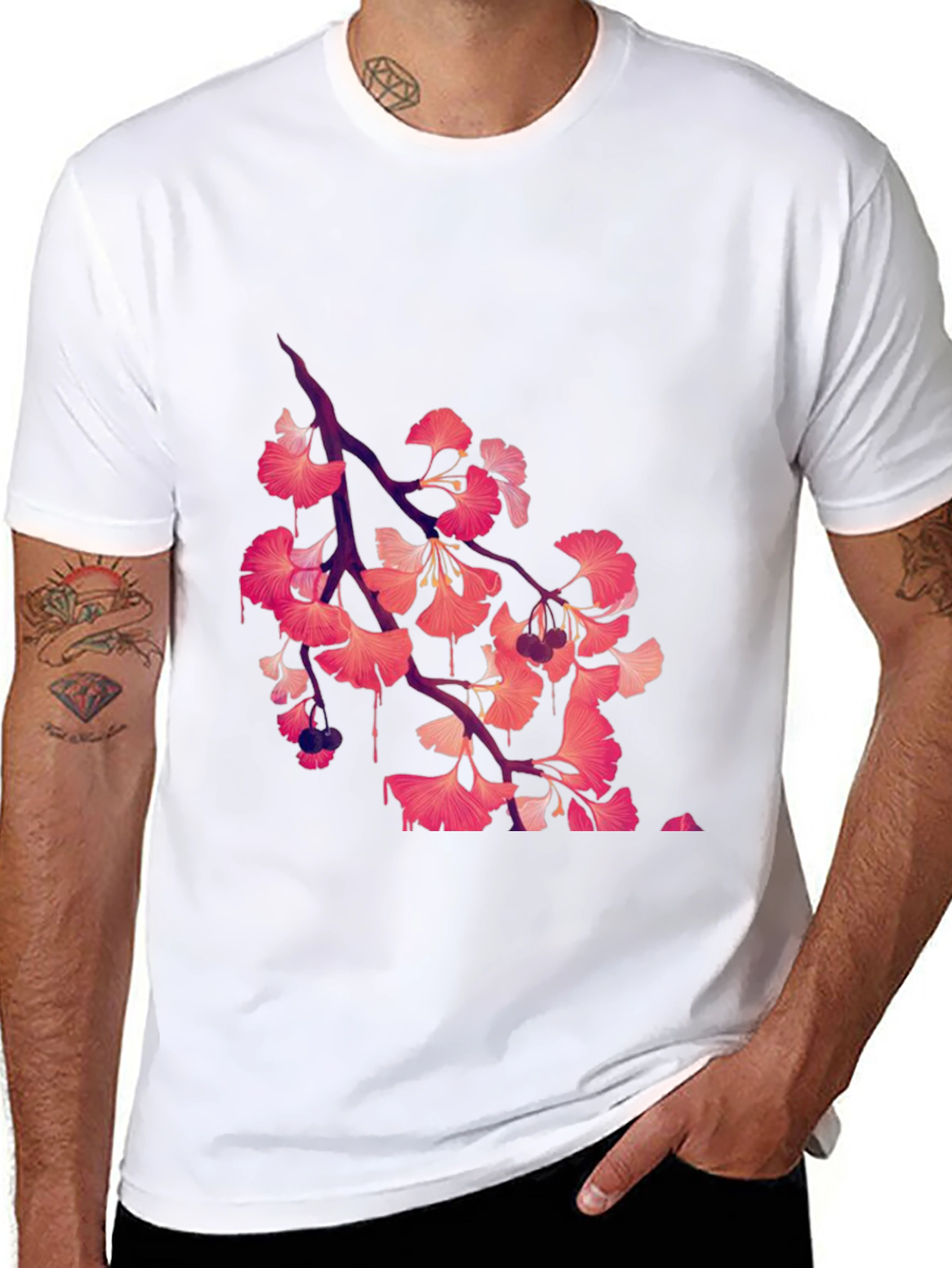 Ginkgo Print Black T-Shirt