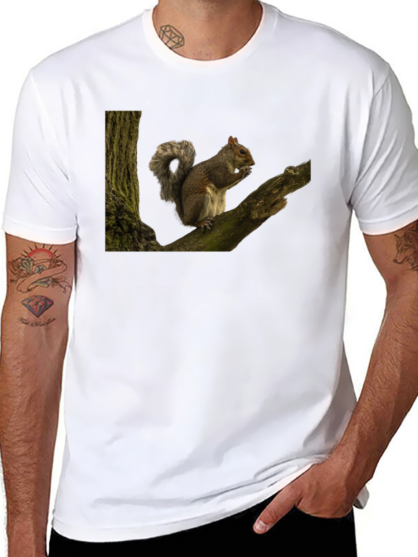 Squirrel On Tree Branch Graphic T-Shirt