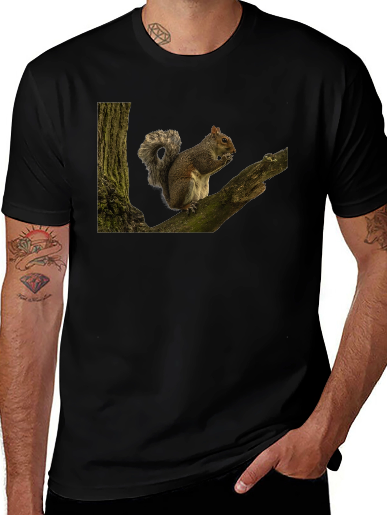 Squirrel On Tree Branch Graphic T-Shirt