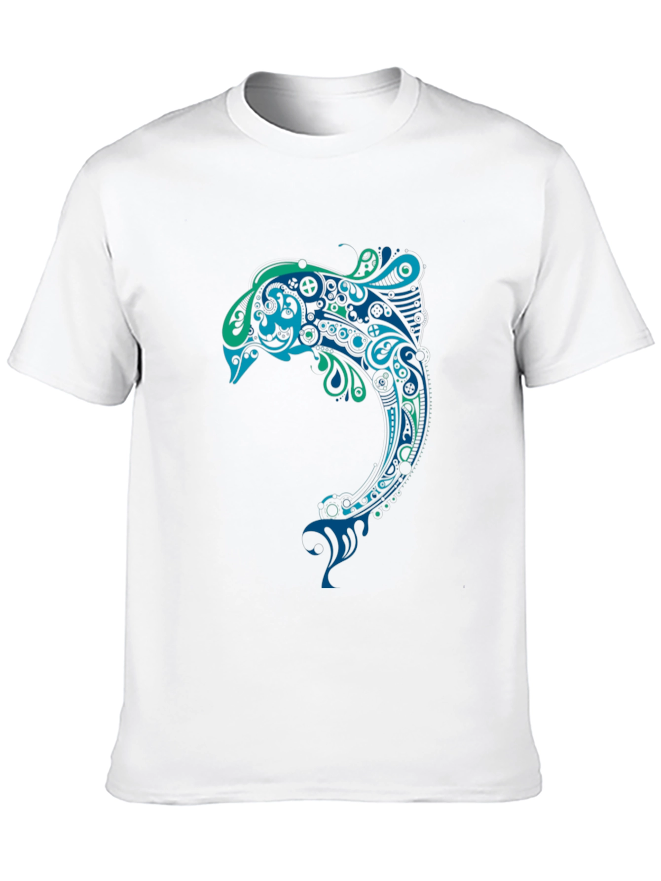 Artistic Dolphin Graphic Tee - Black
