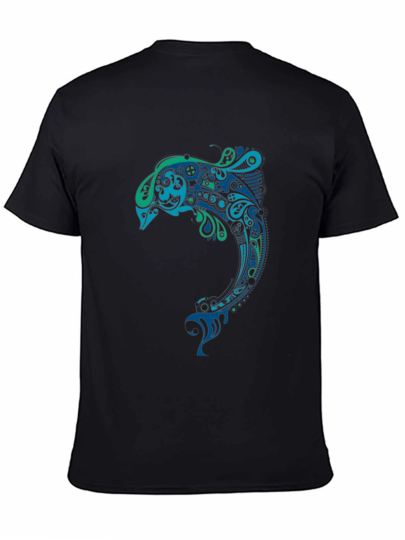 Artistic Dolphin Graphic Tee - Black
