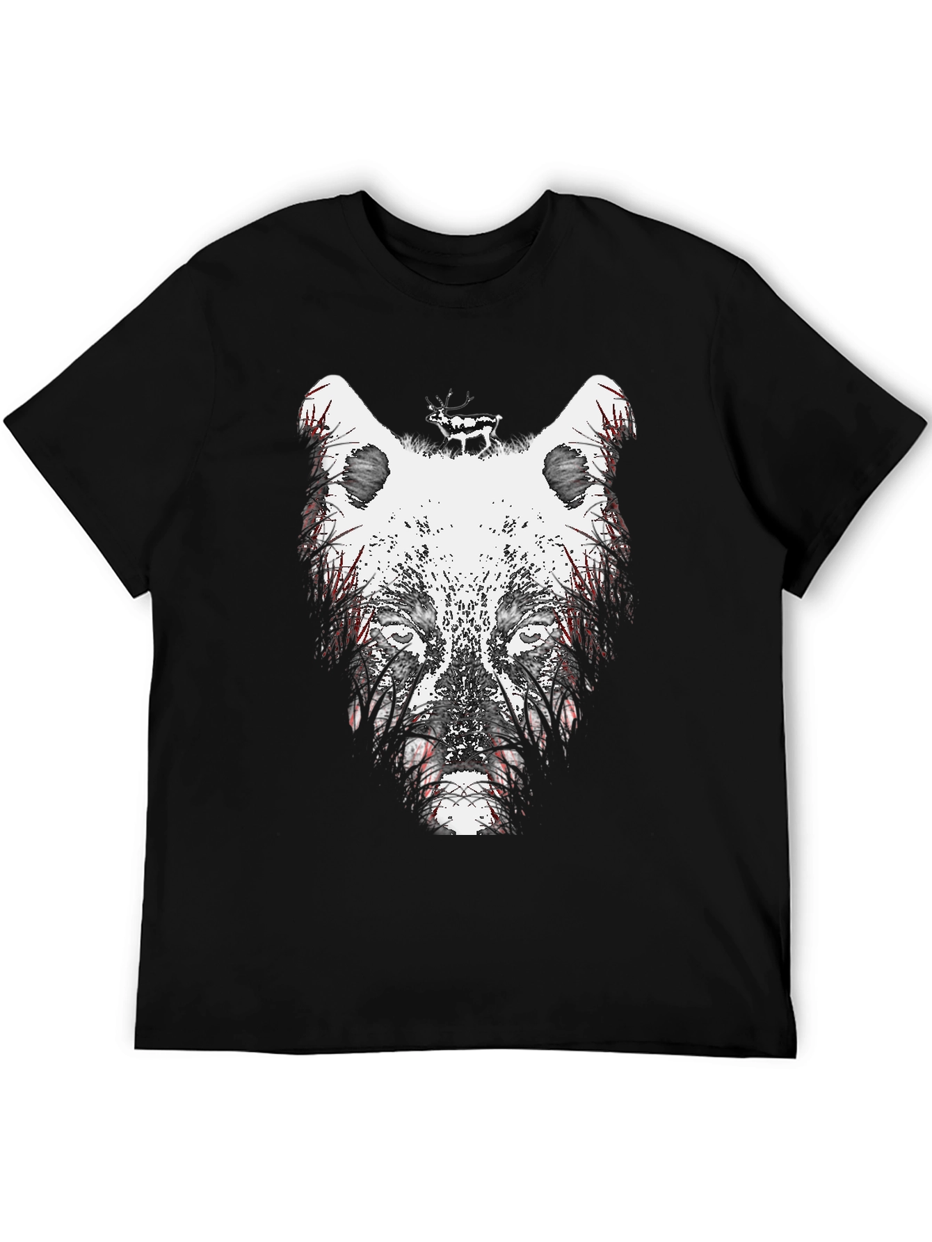 Wolf Graphic Print Crew Neck T-Shirt