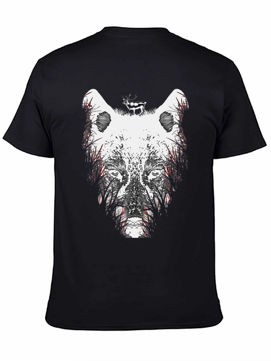 Wolf Graphic Print Crew Neck T-Shirt