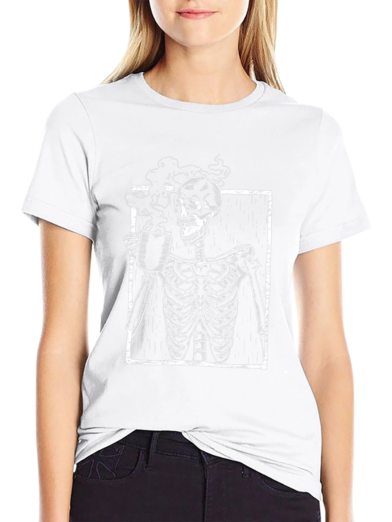 Skeleton Coffee Graphic T-Shirt
