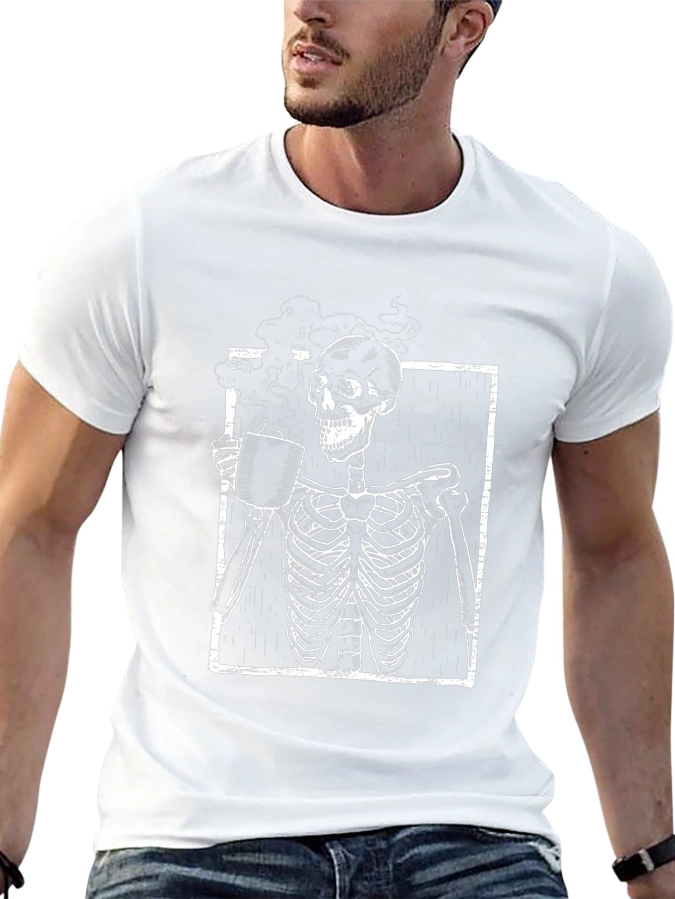 Skeleton Coffee Graphic T-Shirt