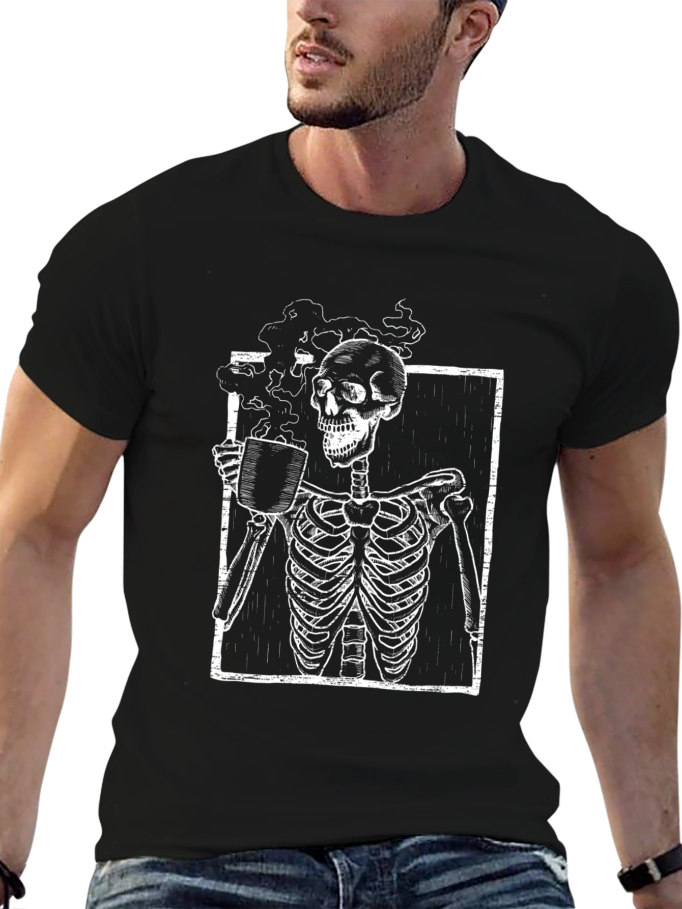 Skeleton Coffee Graphic T-Shirt