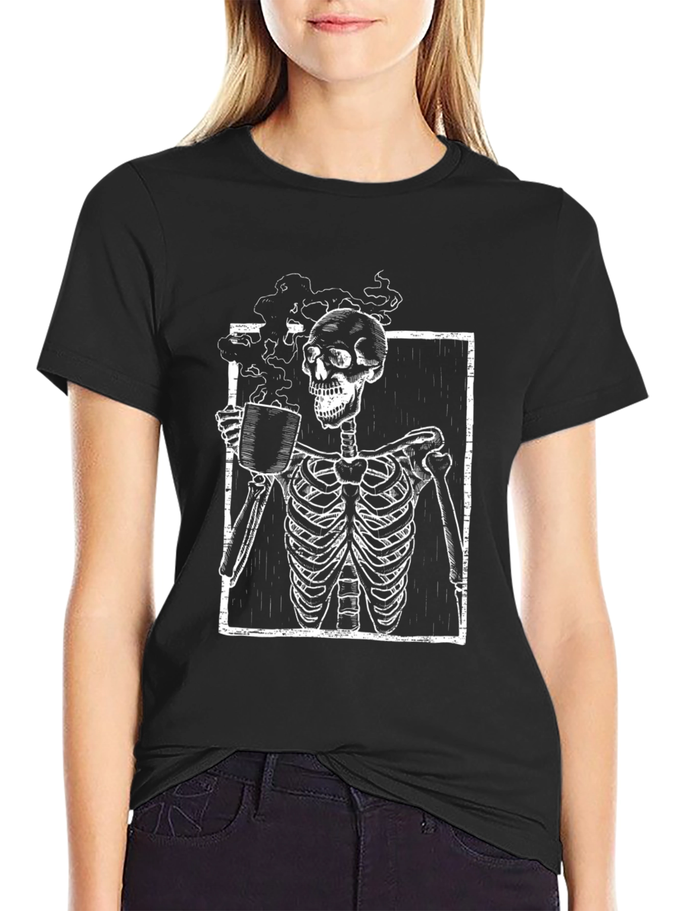 Skeleton Coffee Graphic T-Shirt