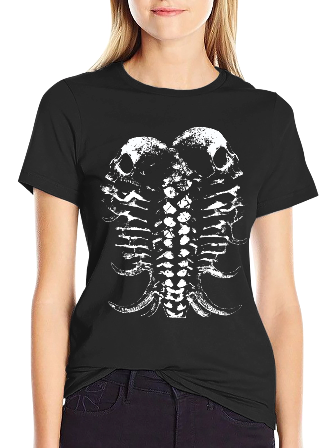 Skull & Spine Graphic Tee - Black