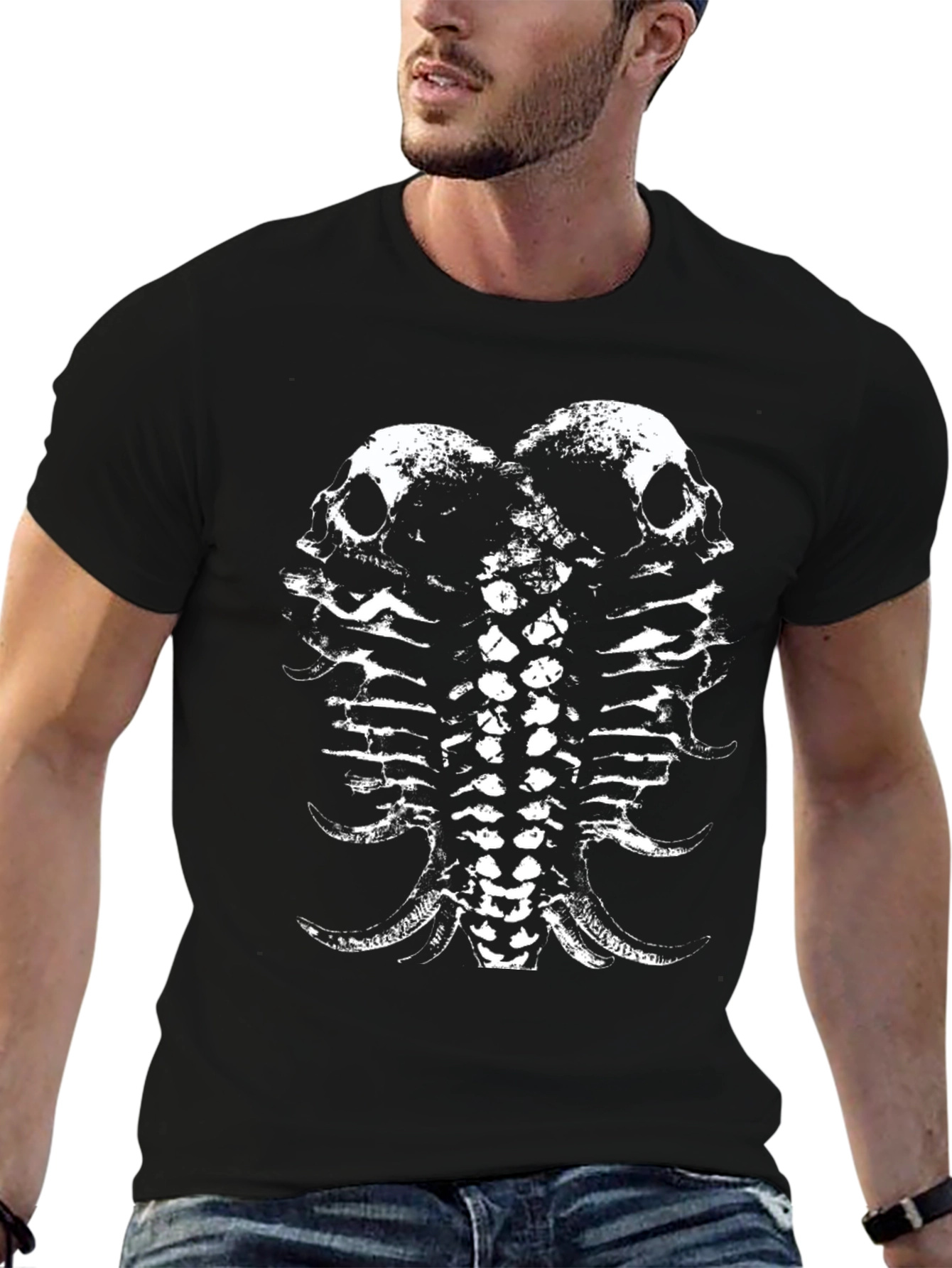 Skull & Spine Graphic Tee - Black
