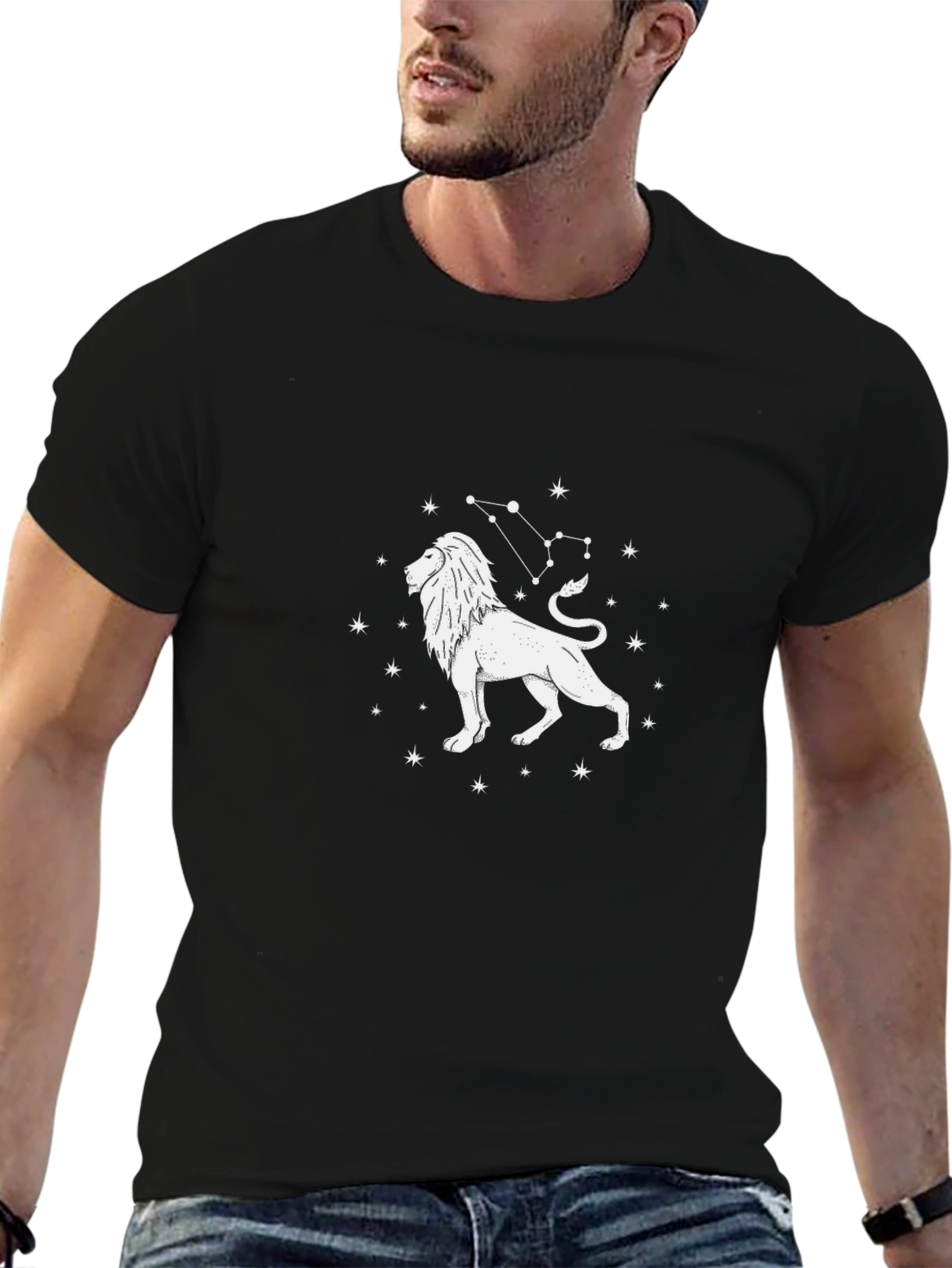 Leo Constellation Graphic Tee - Black