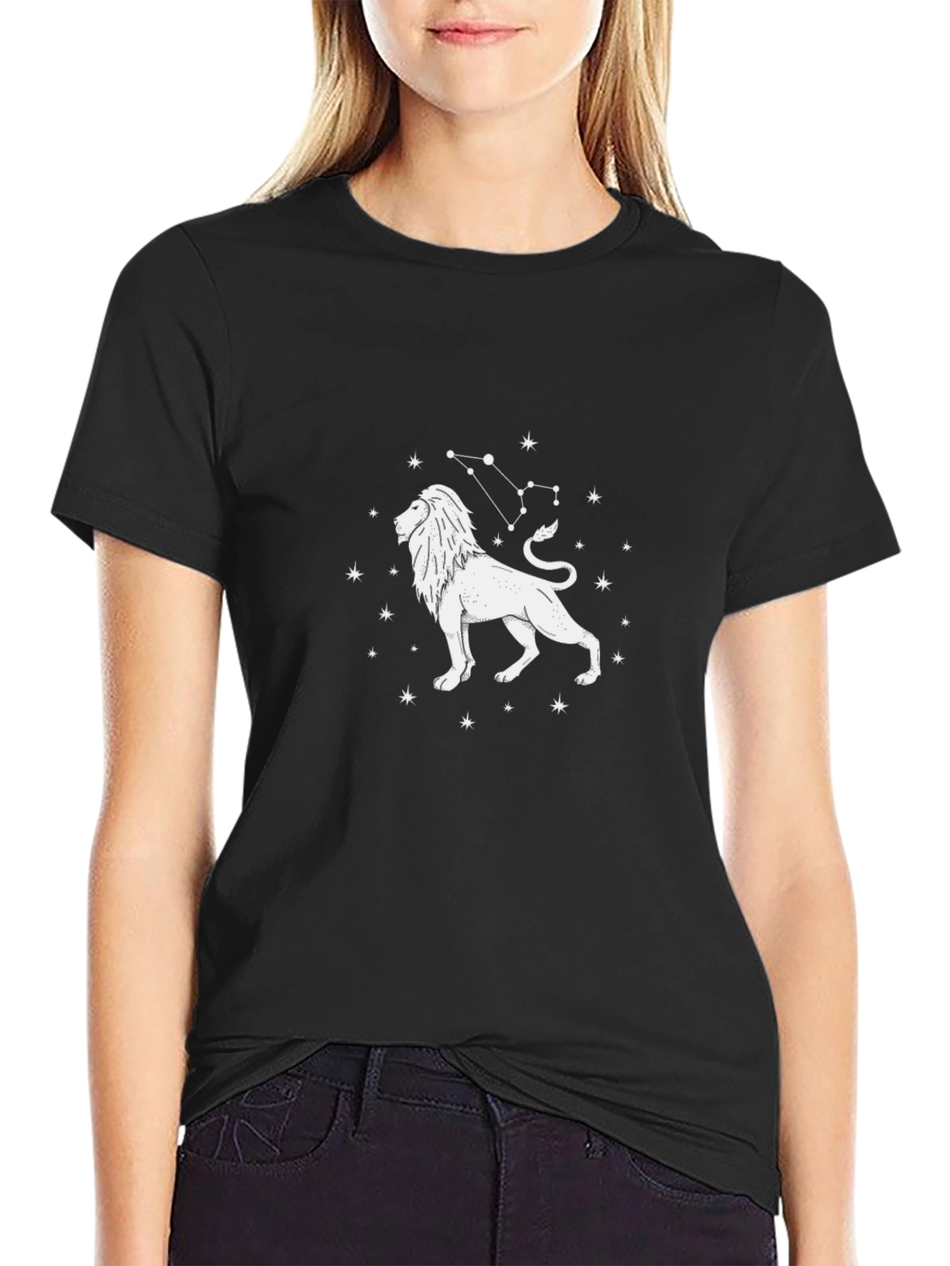 Leo Constellation Graphic Tee - Black