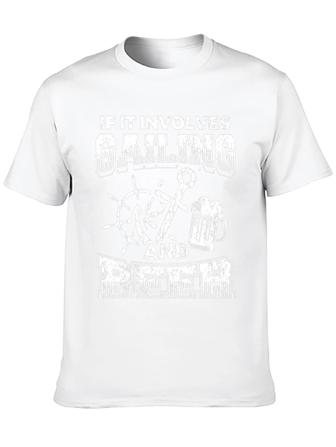 Sailing & Beer Graphic Tee - Black Cotton T-Shirt
