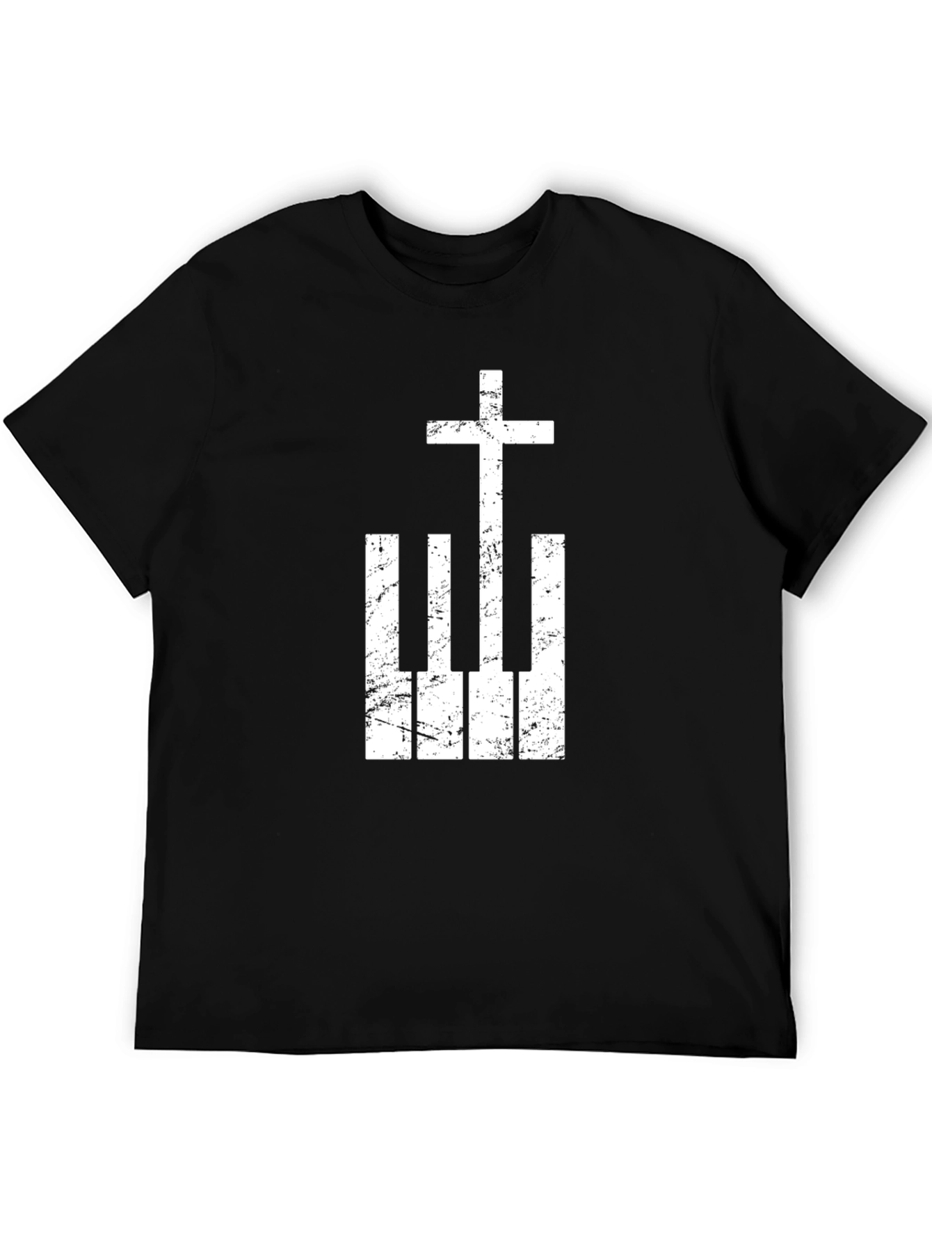 Christian Piano Cross Graphic Tee - Black