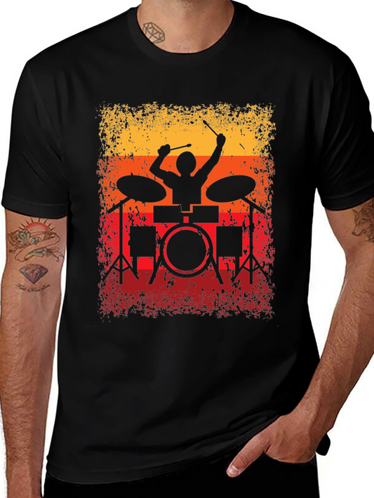 Retro Drummer Silhouette Graphic Tee