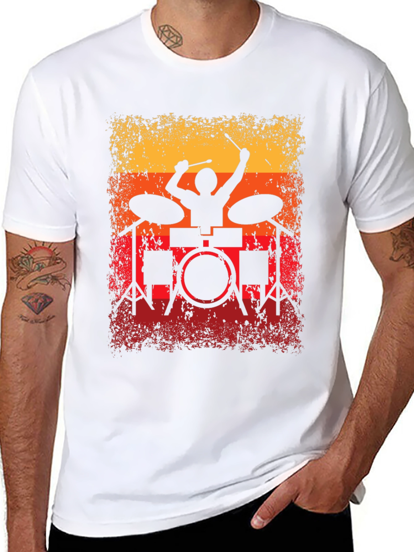 Retro Drummer Silhouette Graphic Tee