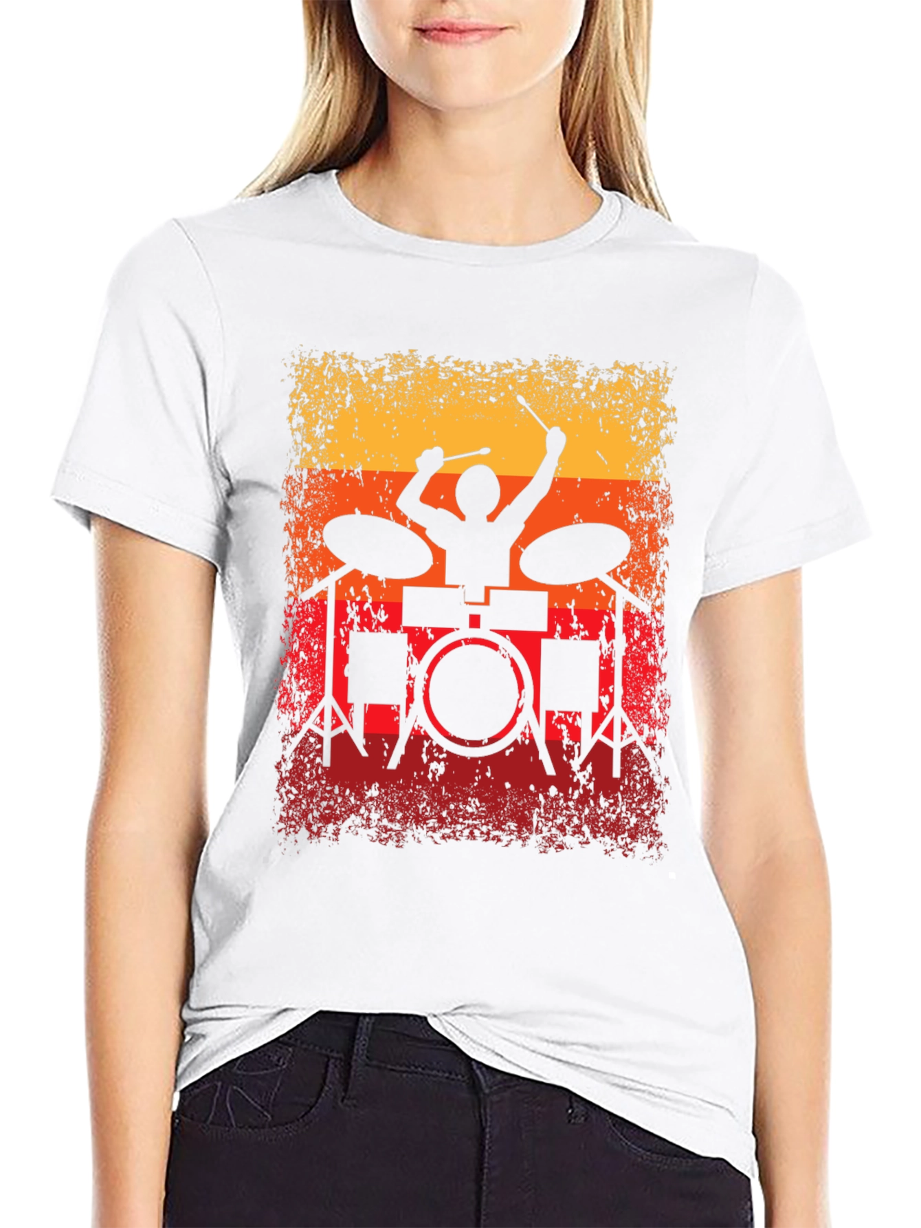 Retro Drummer Silhouette Graphic Tee