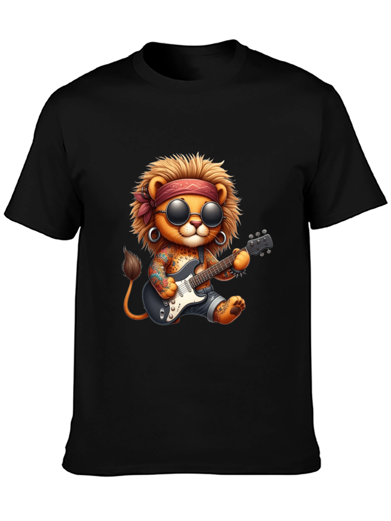 Cool Lion Guitarist Graphic Tee