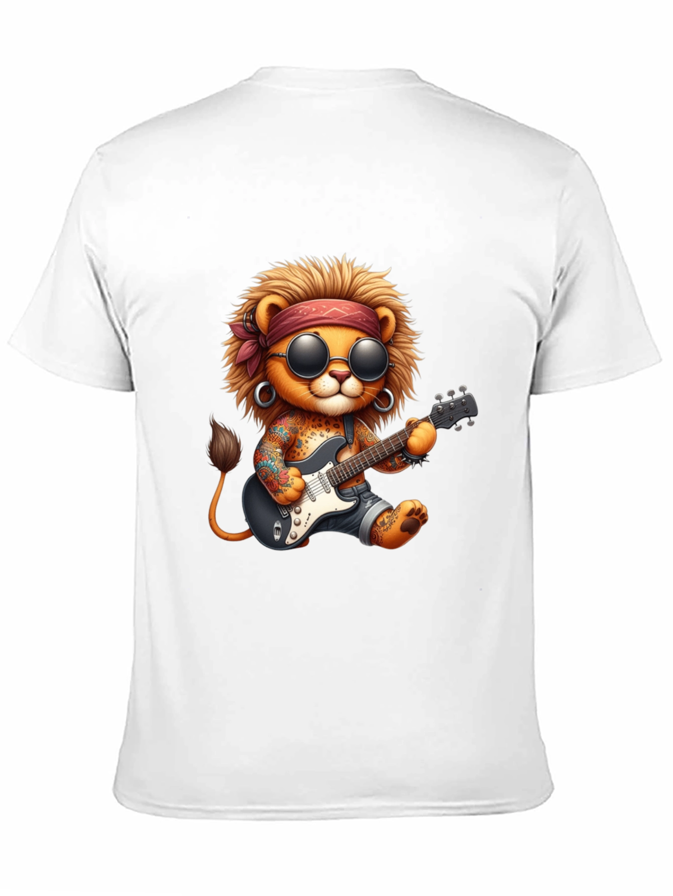 Cool Lion Guitarist Graphic Tee